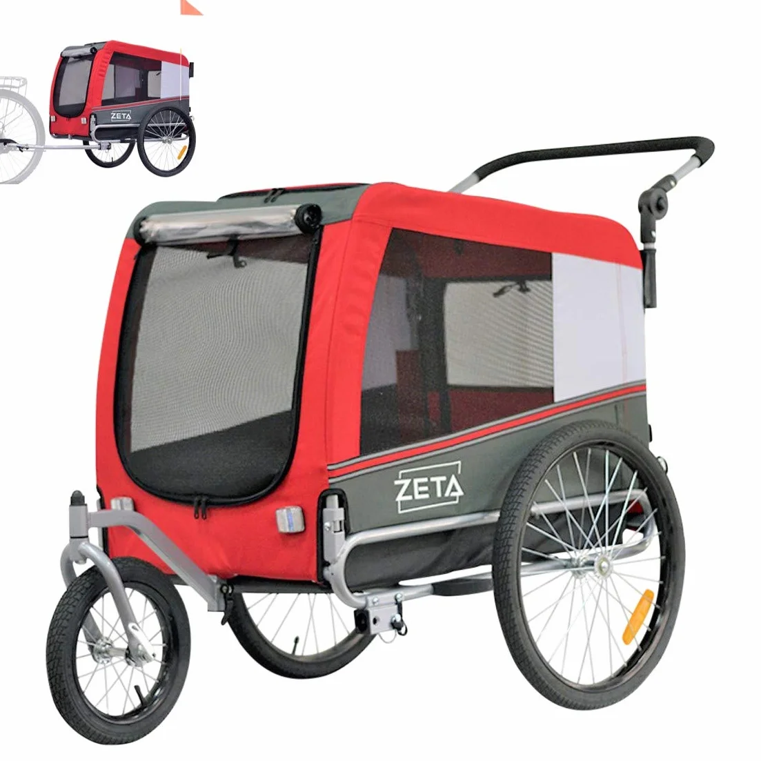 PAPILIOSHOP ZETA: Rimorchio Multifunzionale per Bici, Carrello Passeggino per Trasporto di Cani e Animali, Ideale per Avventure all'Aria Aperta