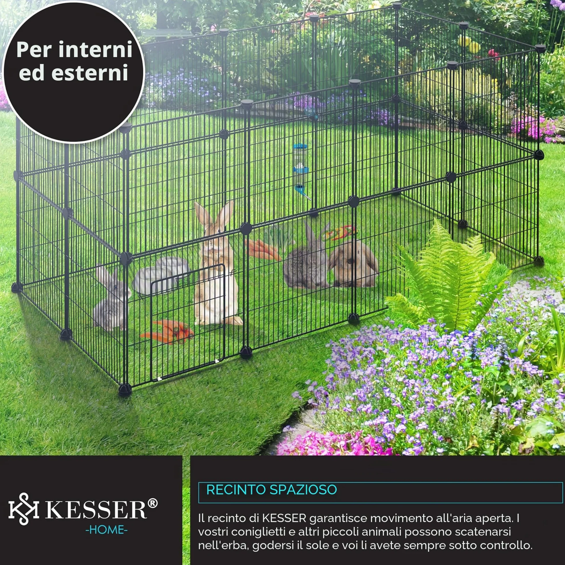 KESSER® Recinto per esterni per conigli in rete metallica XXL con porta - recinzione per piccoli animali - box per porcellini d'India - gabbia per piccoli animali - conigliera per interni ed esterni