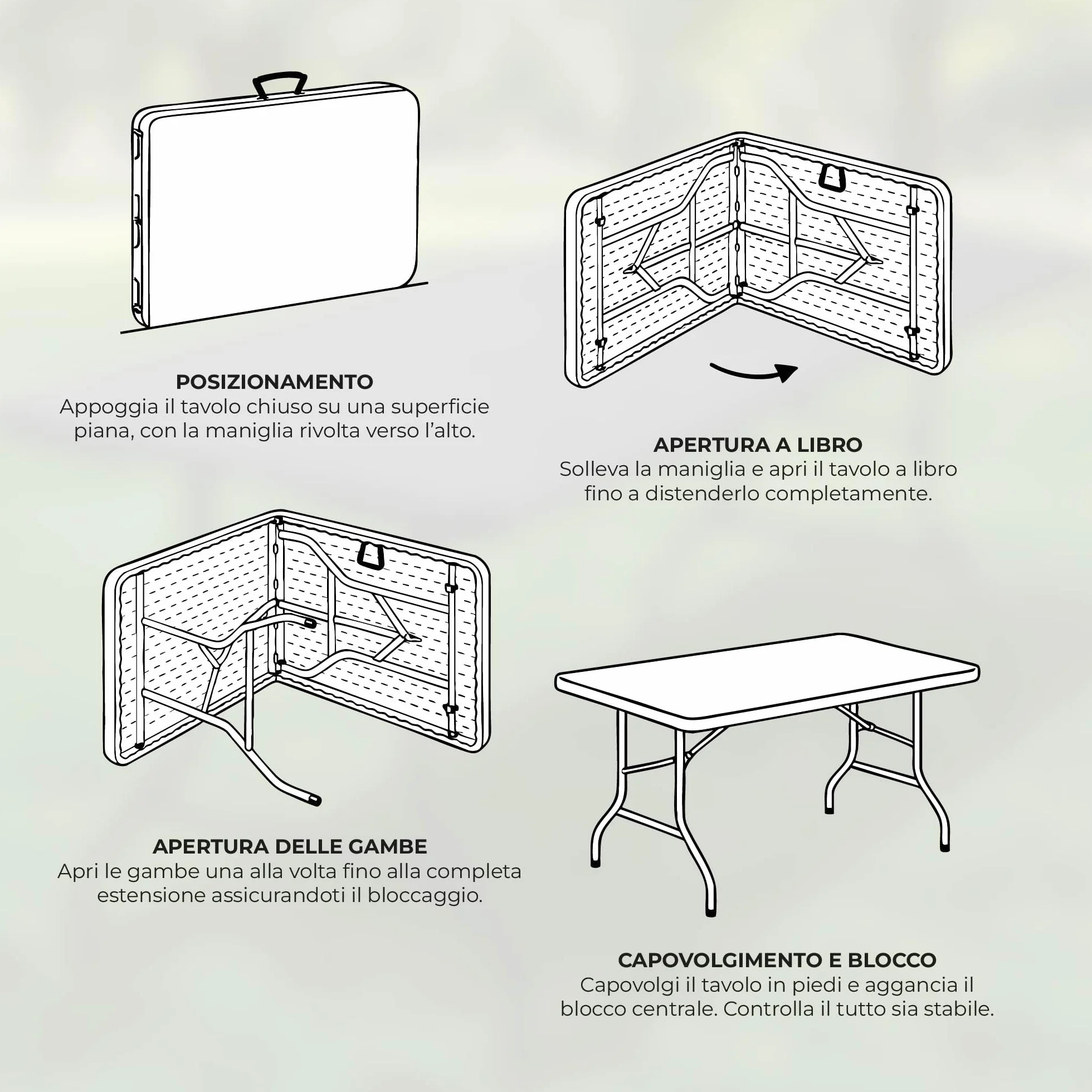 IlGruppone Tavolo Pieghevole Rettangolare HDPE 180x74x74 cm Antracite