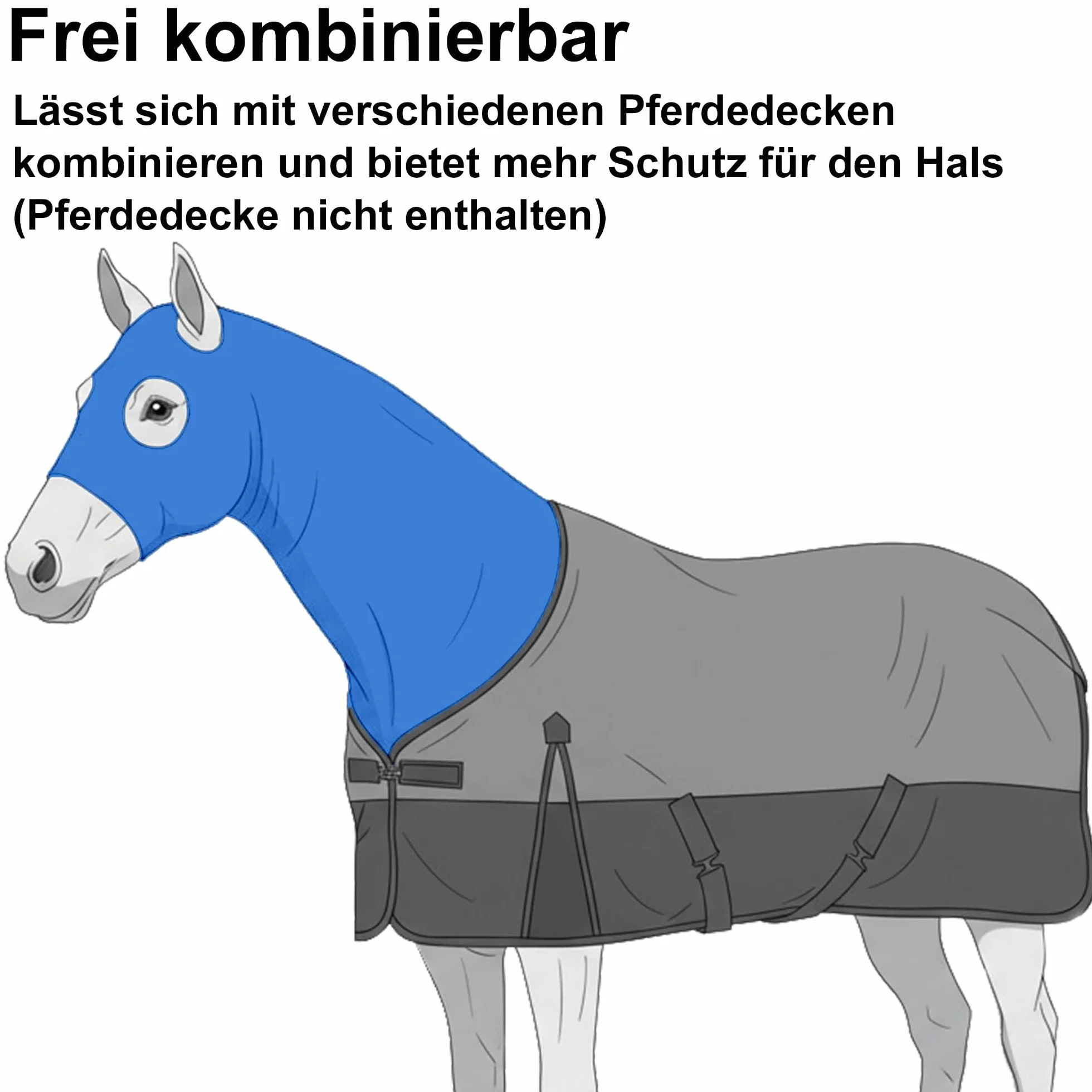 Hood Cavallo Elasticizzato con zip - Copertura del Collo e del Volto Completa