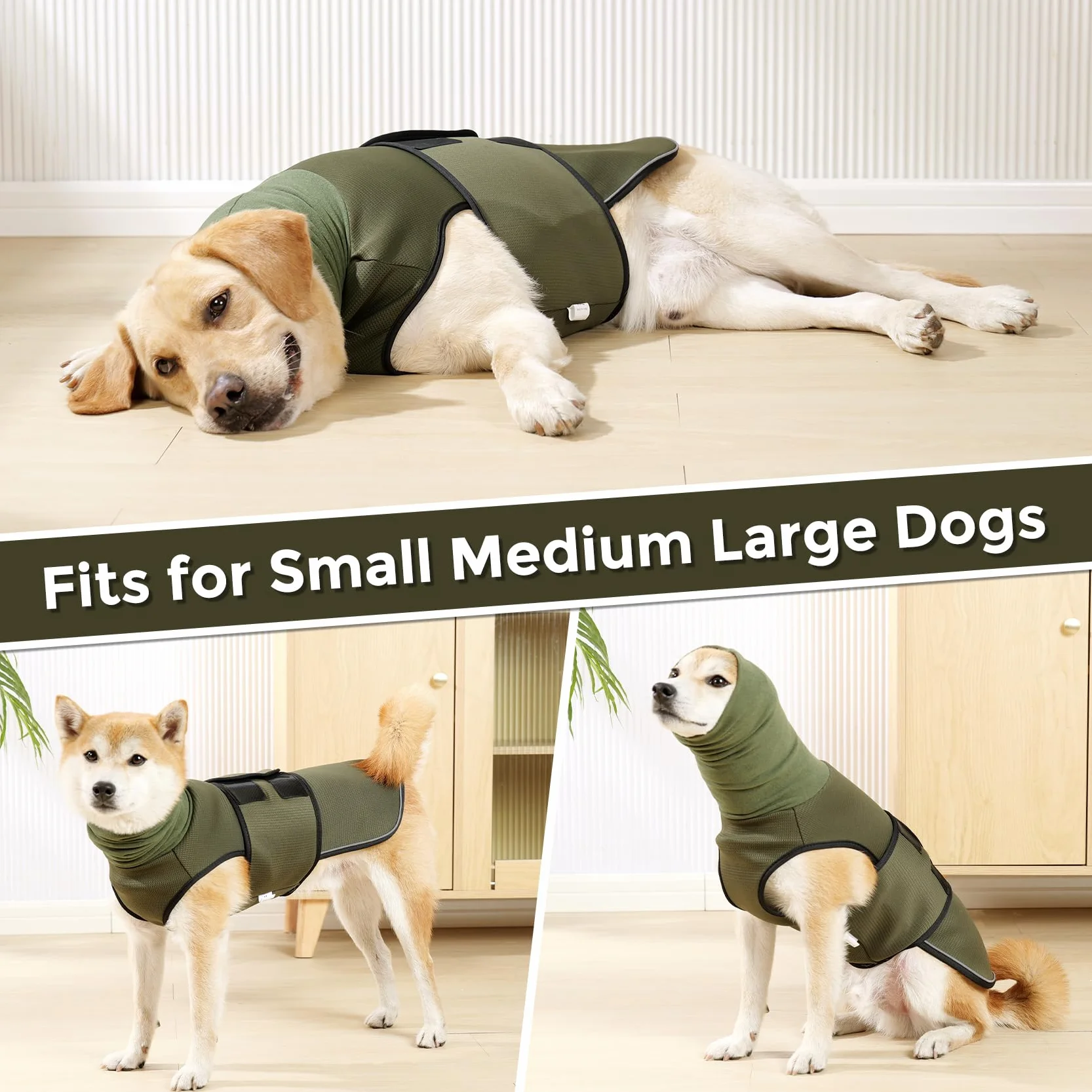 Dotoner Giacca Ansiolitica per Cani 2-in-1 Cappotto Calmante con Strisce Riflessive e Cuffia Antirumore
