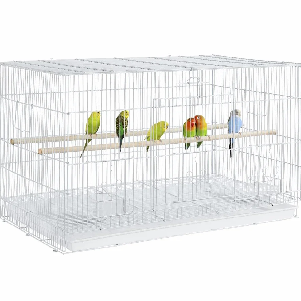 Yaheetech Gabbia Voliera per Uccelli Pappagalli Impilabile in Metallo 77,5 x 46,5 x 46 cm Bianca