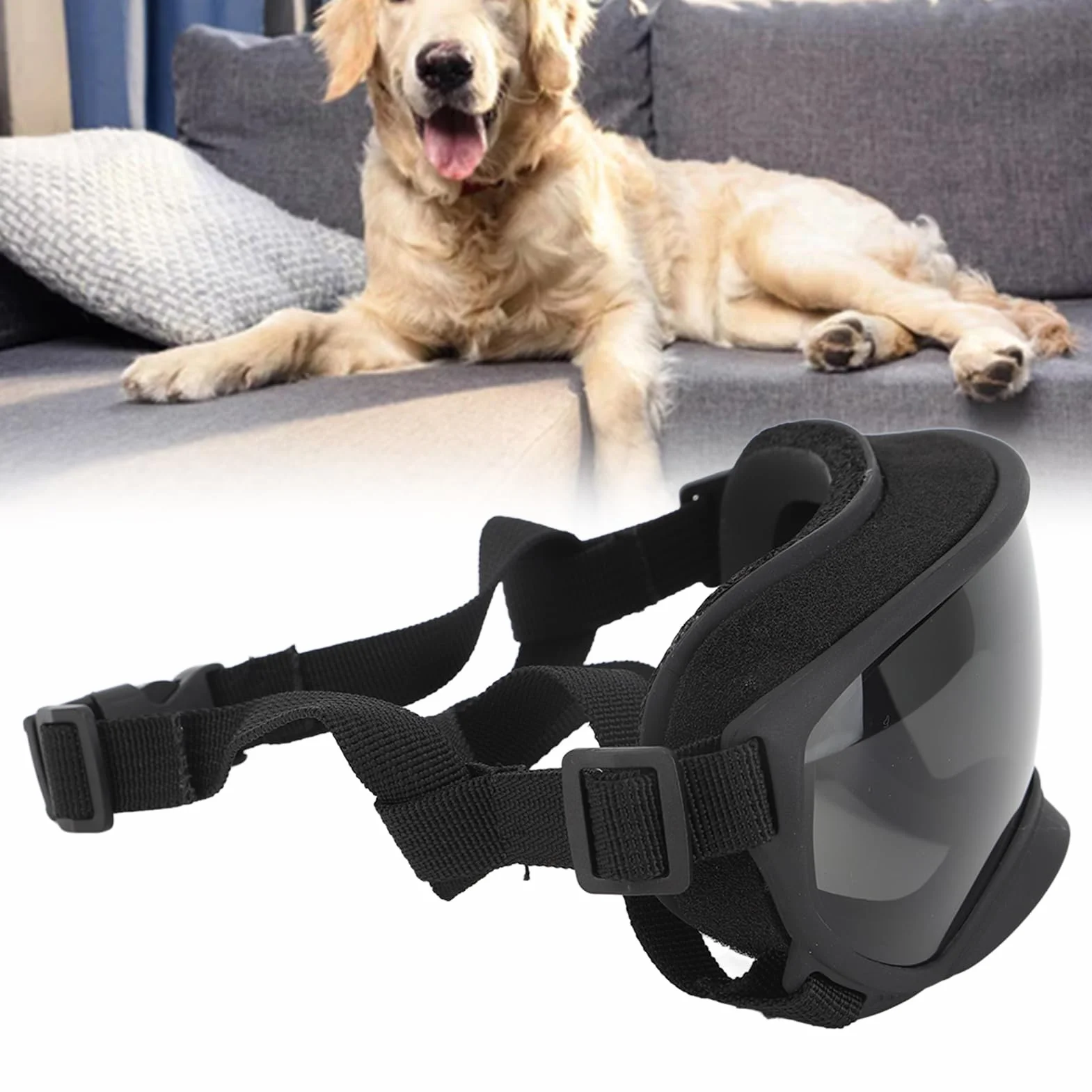 Occhiali da sole per cani di taglia grande, occhiali protettivi per gli occhi dei cani, aspetto elegante, occhiali per cani con montatura elastica in PVC, occhiali da sole per cani di taglia grande
