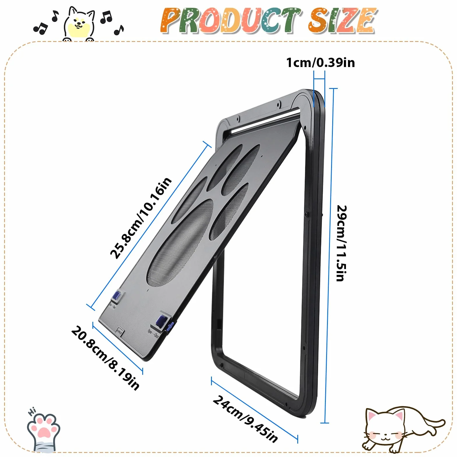 Gattaiola Porta per Gatti 24 x 29 cm Sportello Basculante per Gatto Piccolo Cane