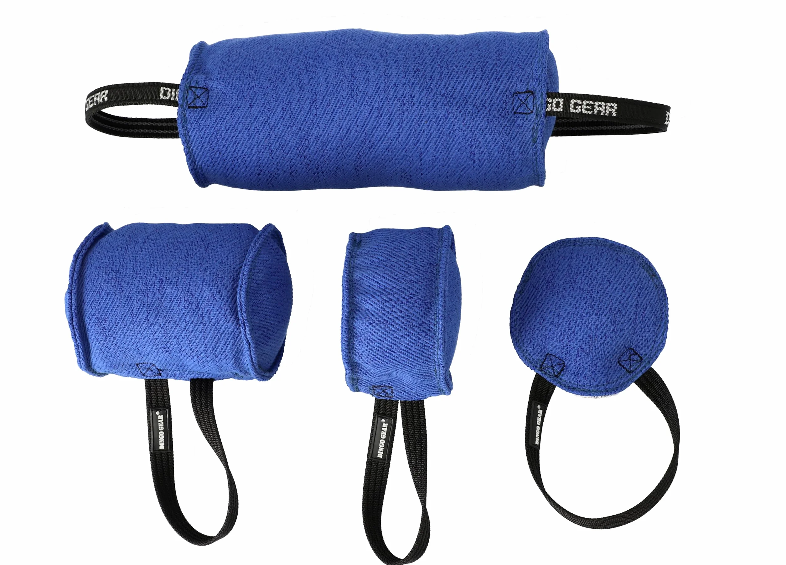 DINGO GEAR Berta Tug Toy a forma di caramella per addestramento al morso, IGP, Fetch, Prey Drive, obbedienza, sport per cani, rimorchiatore in materiale francese con 2 manici, blu (S00097)