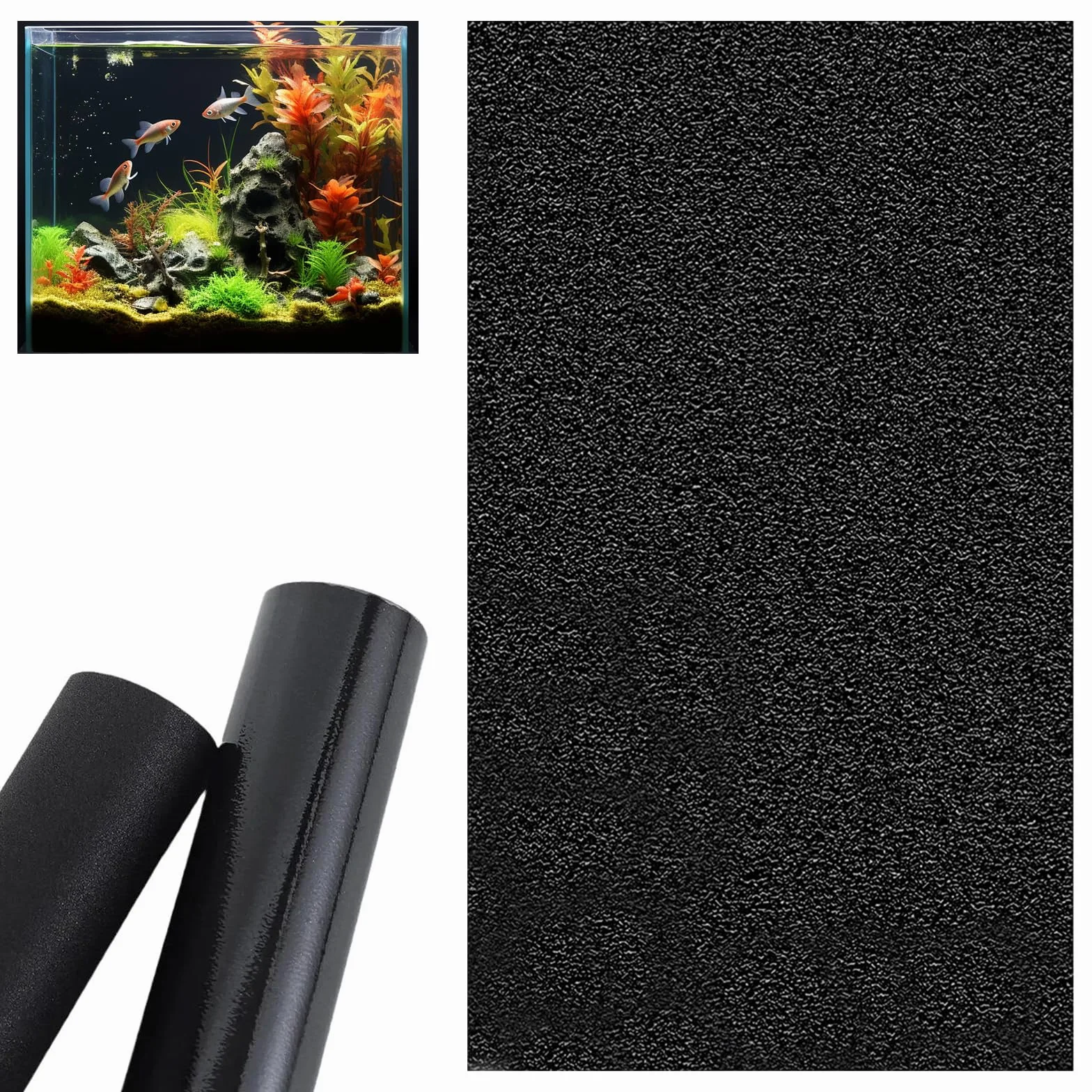 Adesivo Statico Sfondo Acquario Nero Generico, 200 x 40 cm Pesce Serbatoio Poster Statico, Fondale Marino Acqua Erba Sfondo Decorazione Pittura Adesivo in PVC