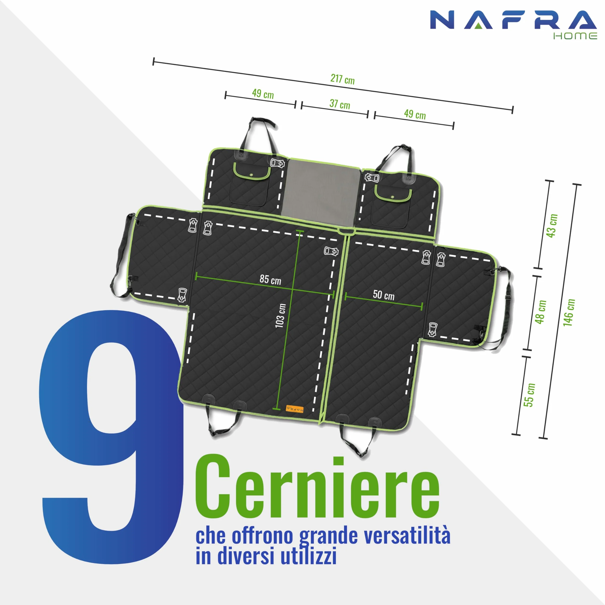 Telo Cane Auto Sedili Posteriori 6-in-1 | Telo Macchina per Cani Impermeabile 600D, Copertura Sedili Auto per Cani Universale con Finestra a Rete, Protezione Laterale
