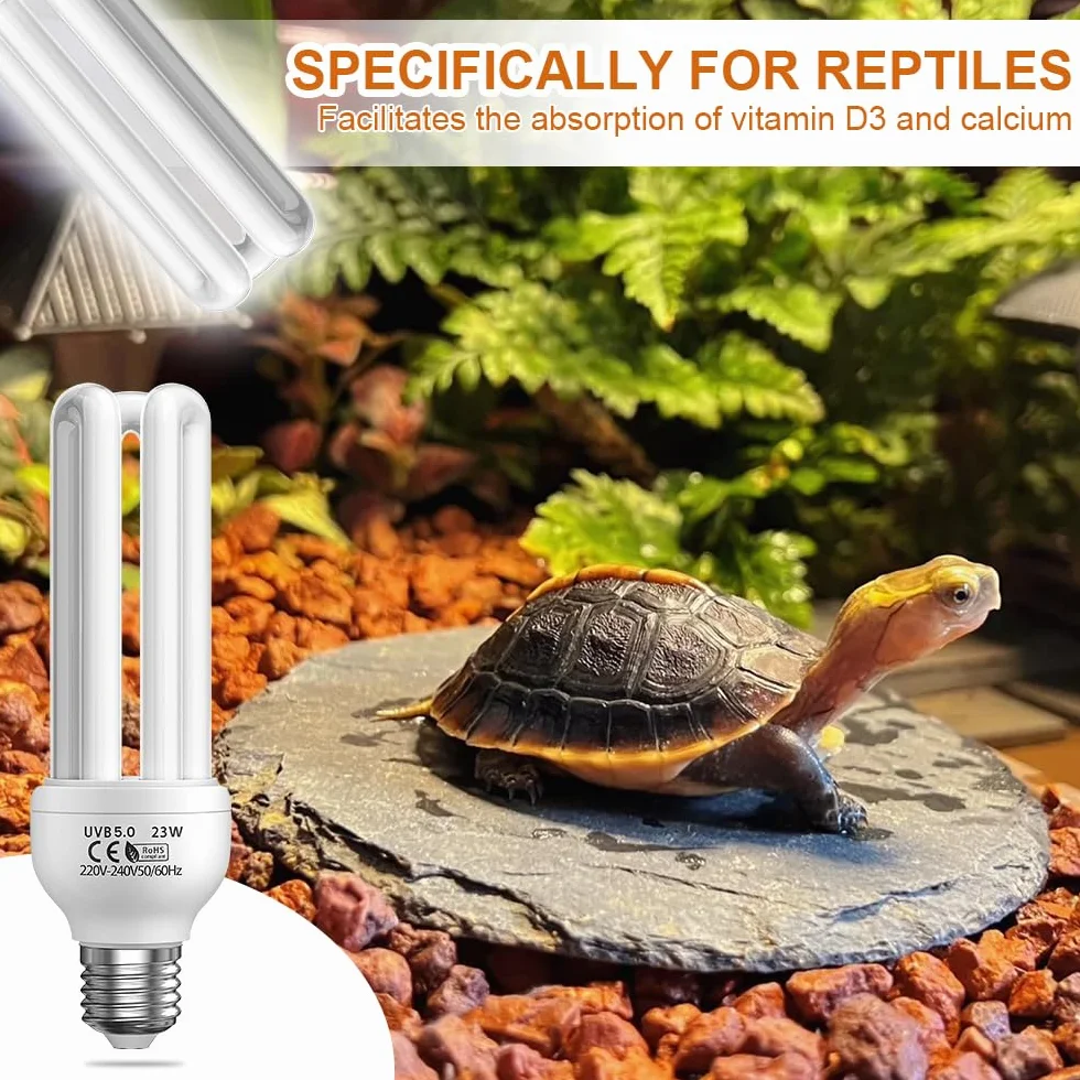 Lampada UVB 5.0 E27 23W Fluorescente Compatta per Rettili e Uccelli