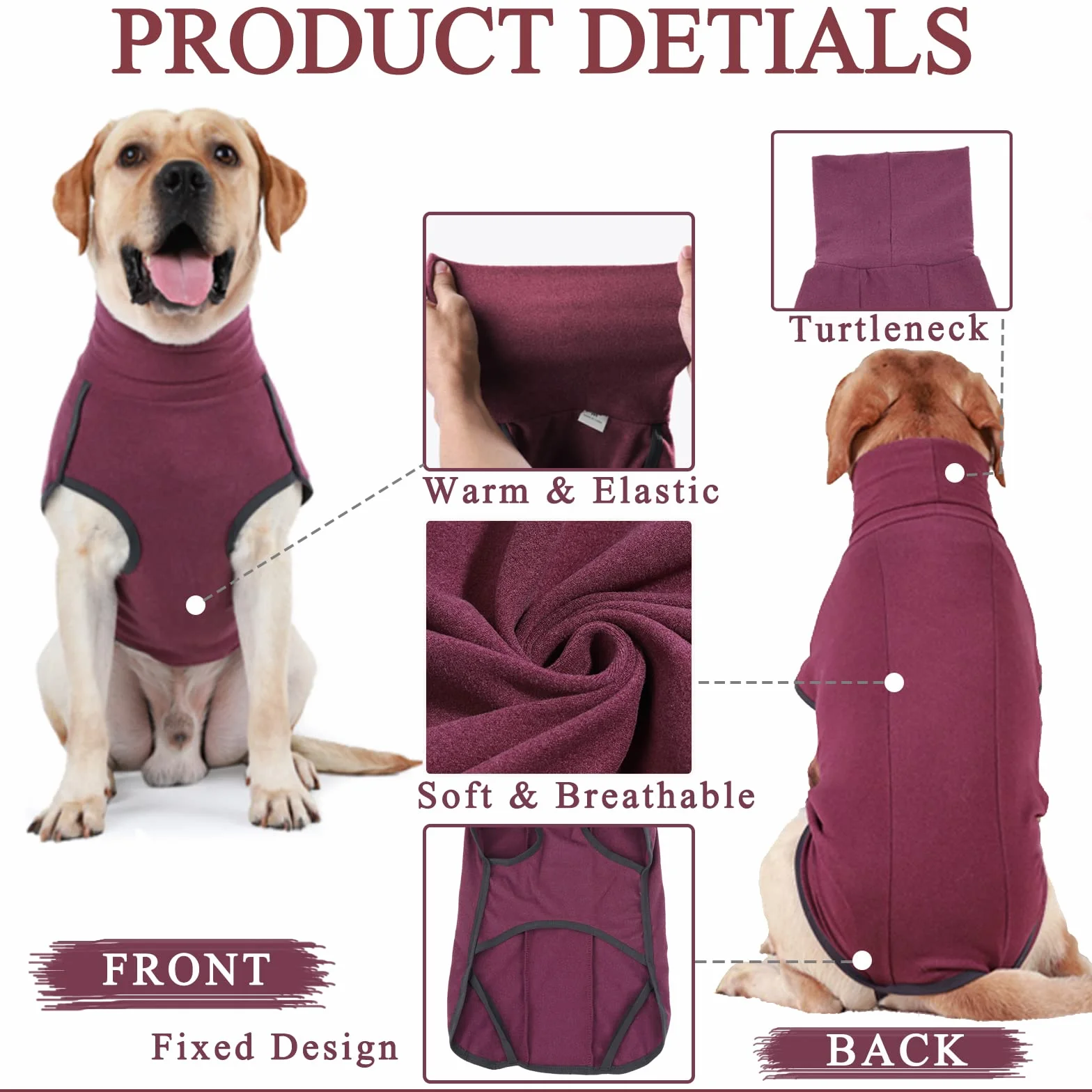 Cappotto Cane Rosso Scuro XL Felpa Morbido Caldo