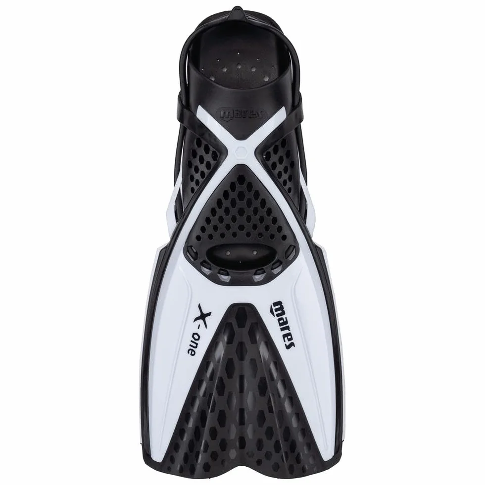 Mares X-One Junior Pinne snorkeling corte per bambini, scarpetta aperta perforata, cinghia senza fibbia