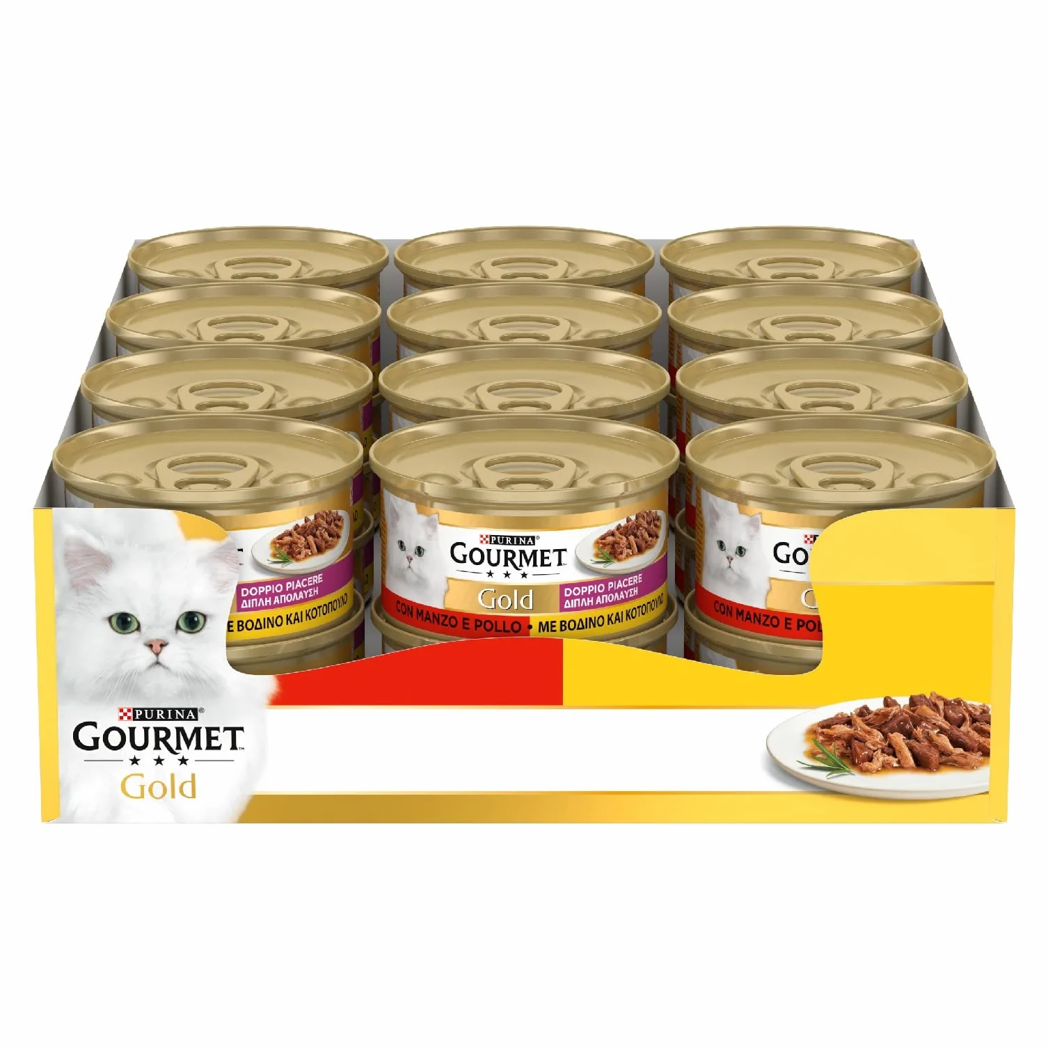 GOURMET Gold Cibo Umido per Gatti Adulti Bocconcini con Manzo e Pollo 85 g Confezione da 24
