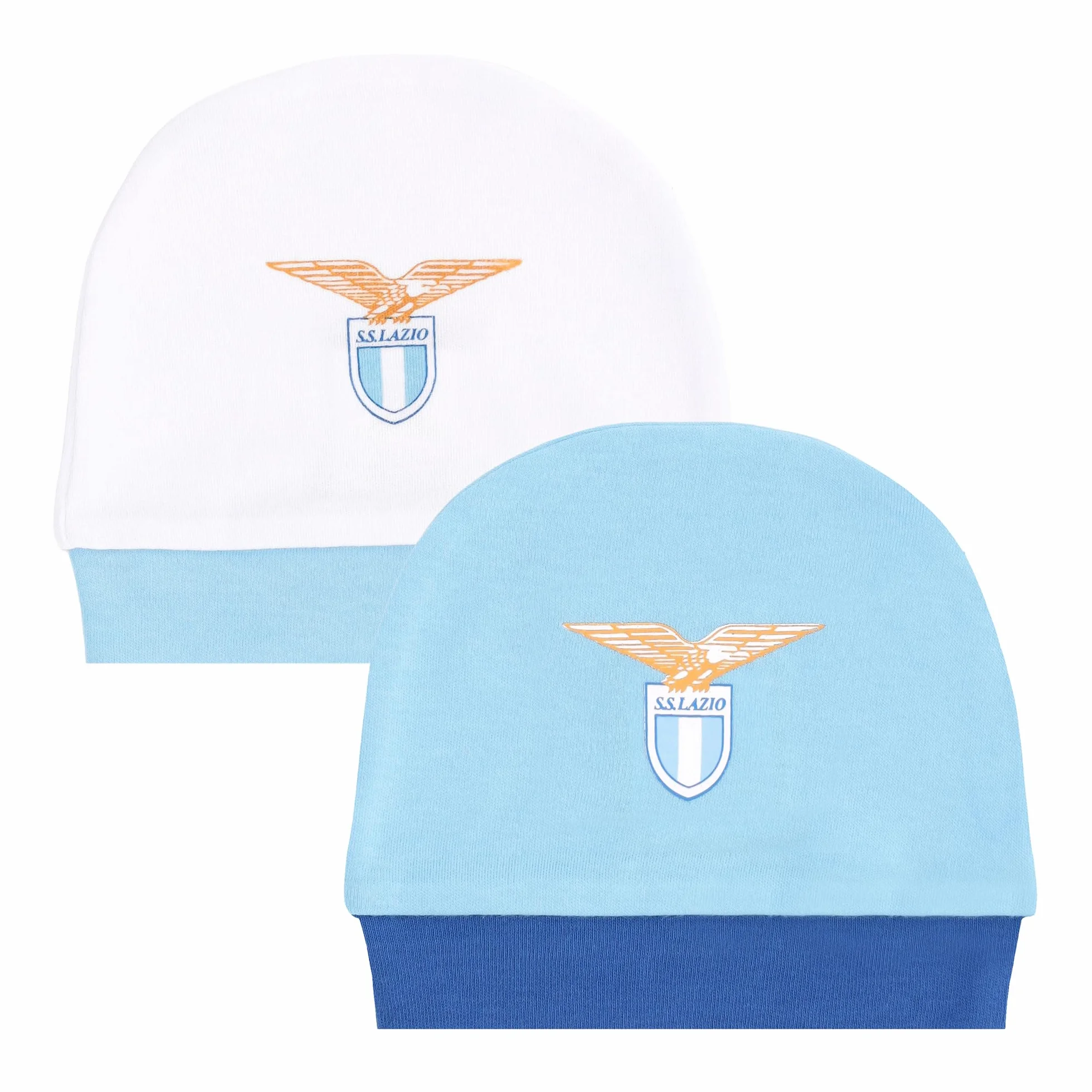 SS Lazio Set 2 Cuffiette Neonato Berretto Unisex Bimbi 0-24