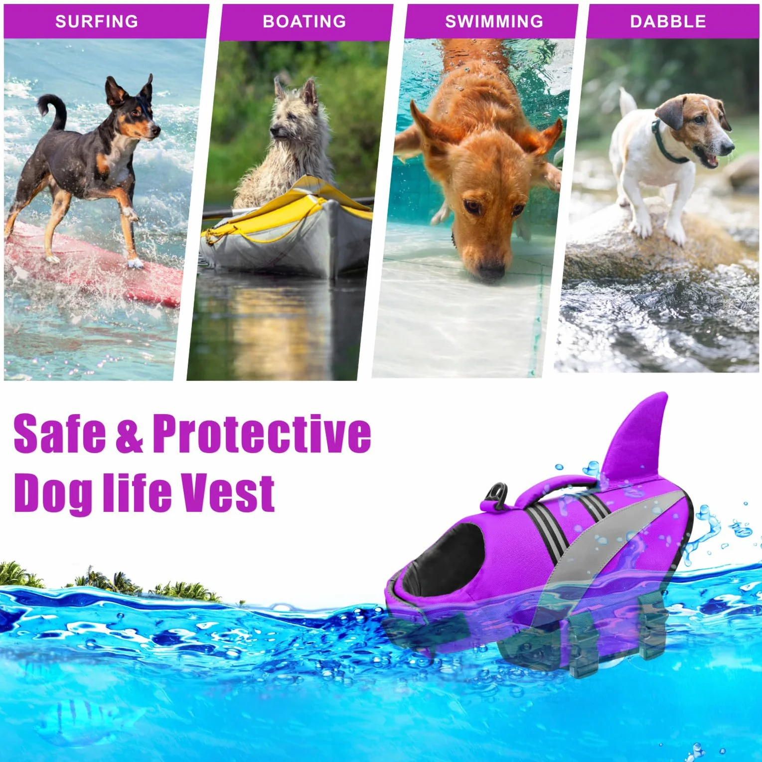 Dog Life Vest Giubbotto di Salvataggio per Cane Alta Flotation Riflettente