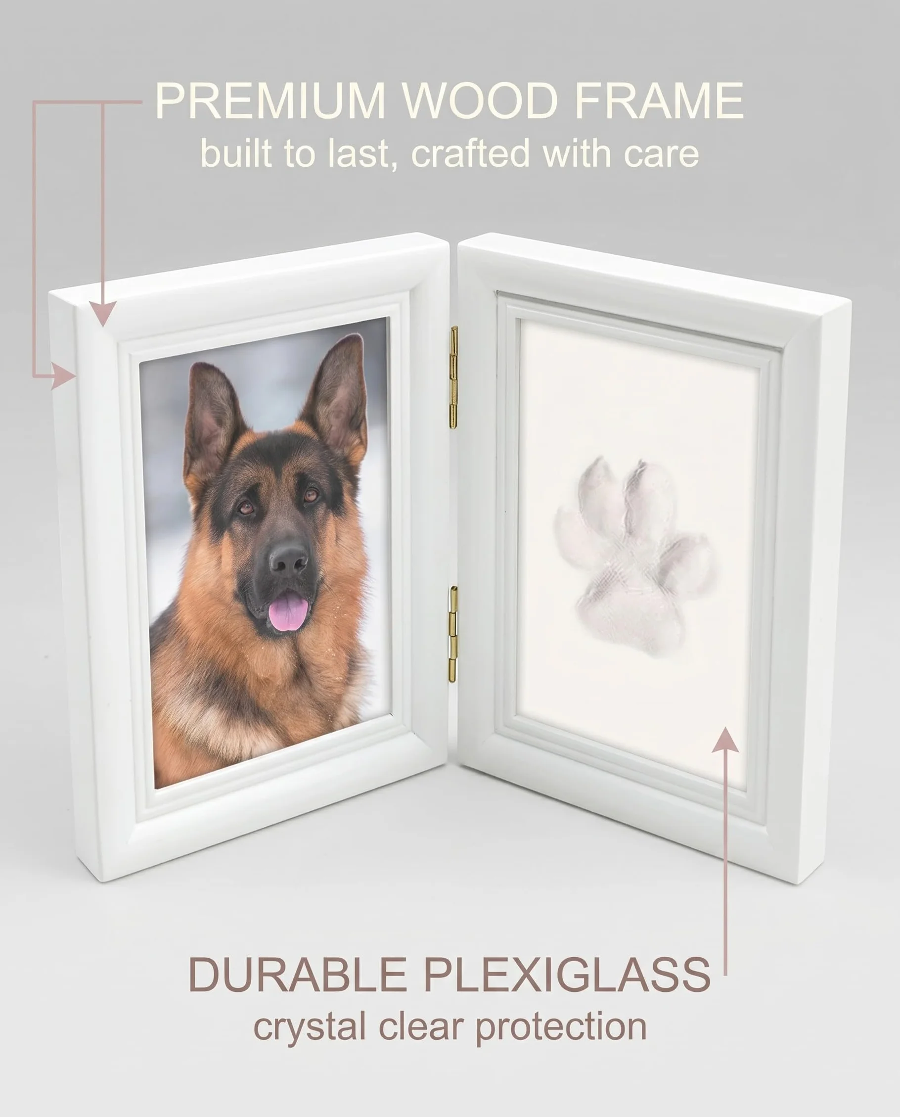 Impronta Zampa e Calco 3D per Cani Gatti, Kit Fai da Te con Cornice Foto, Regalo Commemorativo