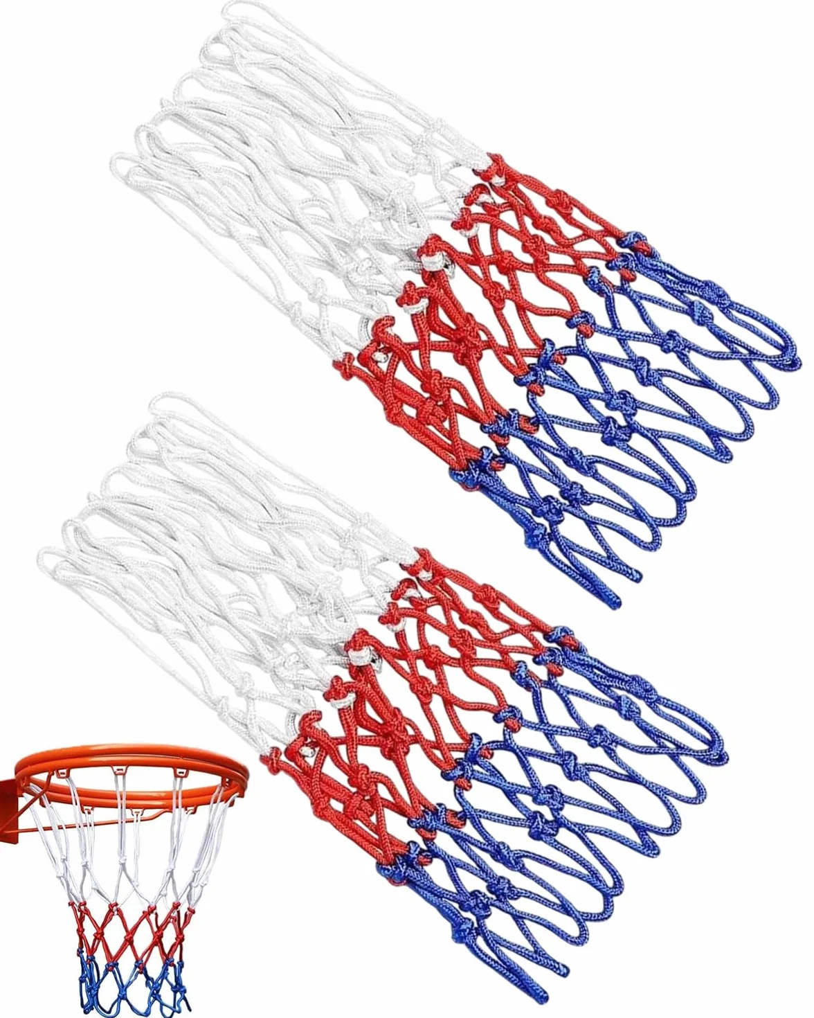 Set 2 reti da basket in nylon di ricambio 12 fori per canestro standard