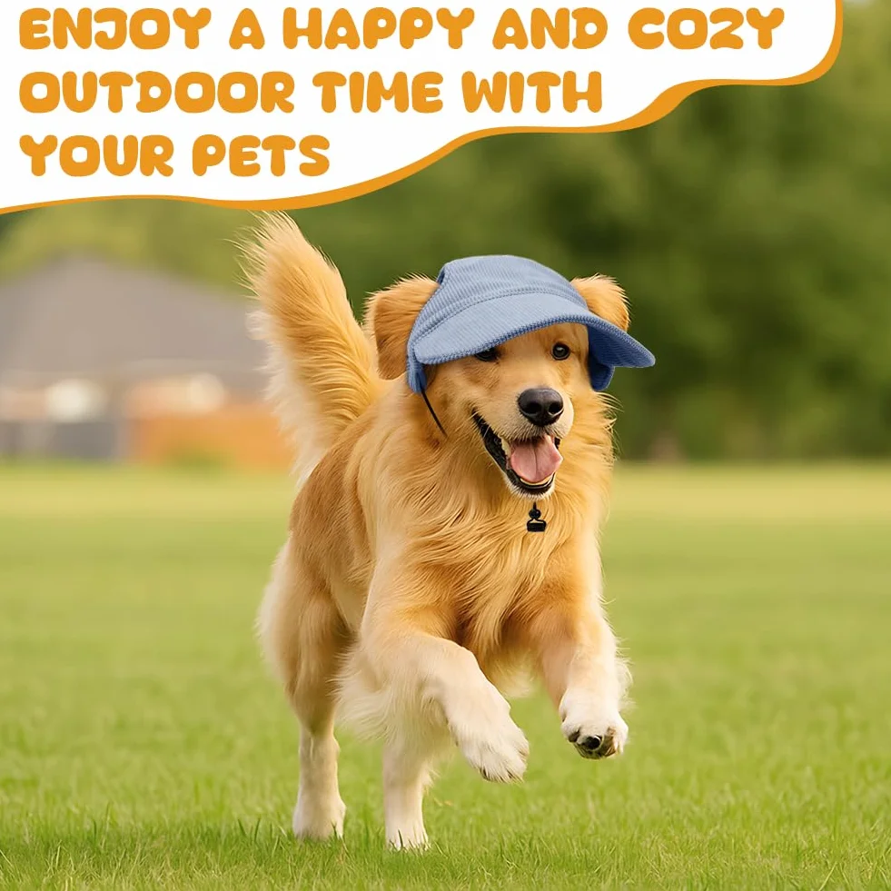 OFFCUP Berretto da Baseball per Cani Regolabile con Fori per le Orecchie Cappello Sportivo da Viaggio Protezione Solare (Blu, XL)