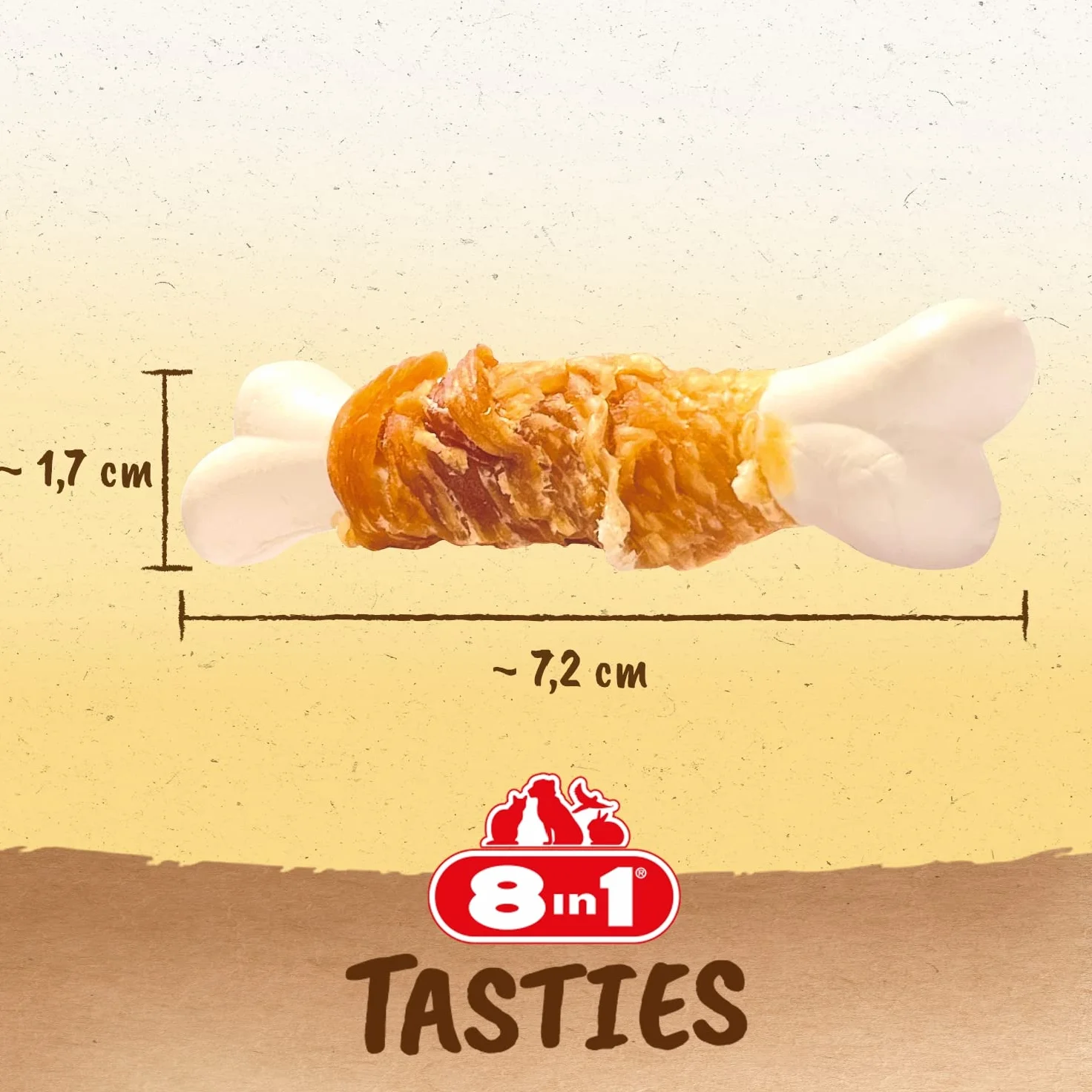 8in1 Tasties Calcium Bones - Ossa di calcio - Piccole ossa di calcio avvolte nel petto di pollo, 85