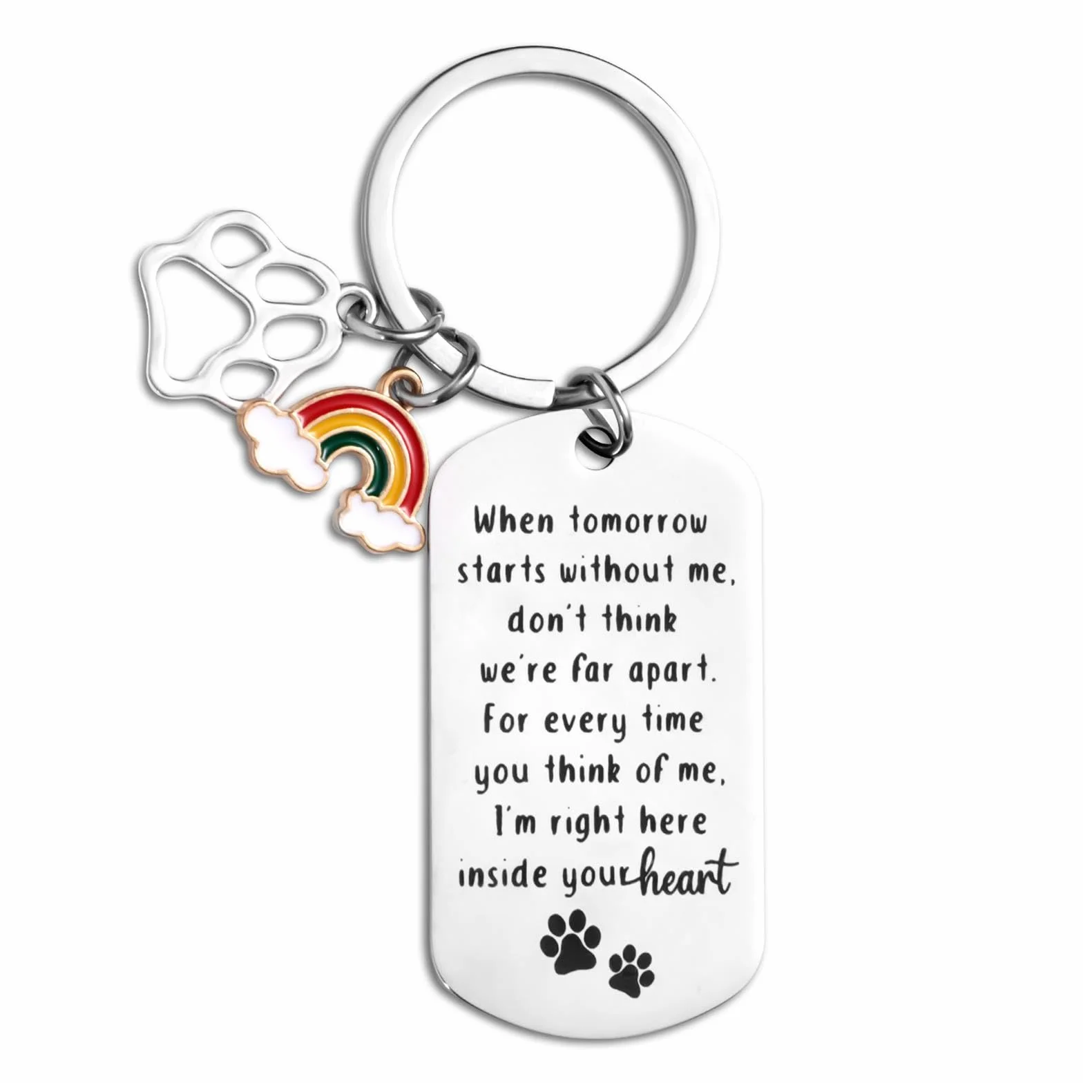 XIHIRCD Portachiavi Commemorativo per Cani per la Perdita del Cane, Regalo Commemorativo per Cani con Ponte Arcobaleno Portachiavi per Cani con Simpatia e Lutto per Cani Gatti Animali Domestici