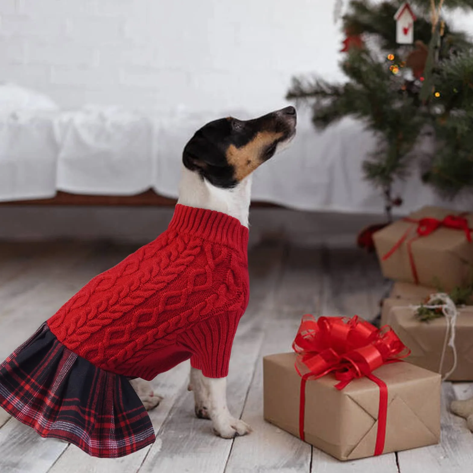 Maglione Invernale per Cani, Pullover Invernale Cani Vestito Caldo Rosa Spesso Maglione di Natale Abbigliamento Invernale Cani(Rosso, M)