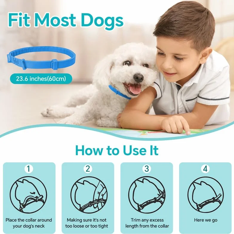 WEALLIN Collare Calmante Anti-Ansia per Cani, Regolabile e Impermeabile, Feromoni Naturali 60 Giorni (2pz), Blu