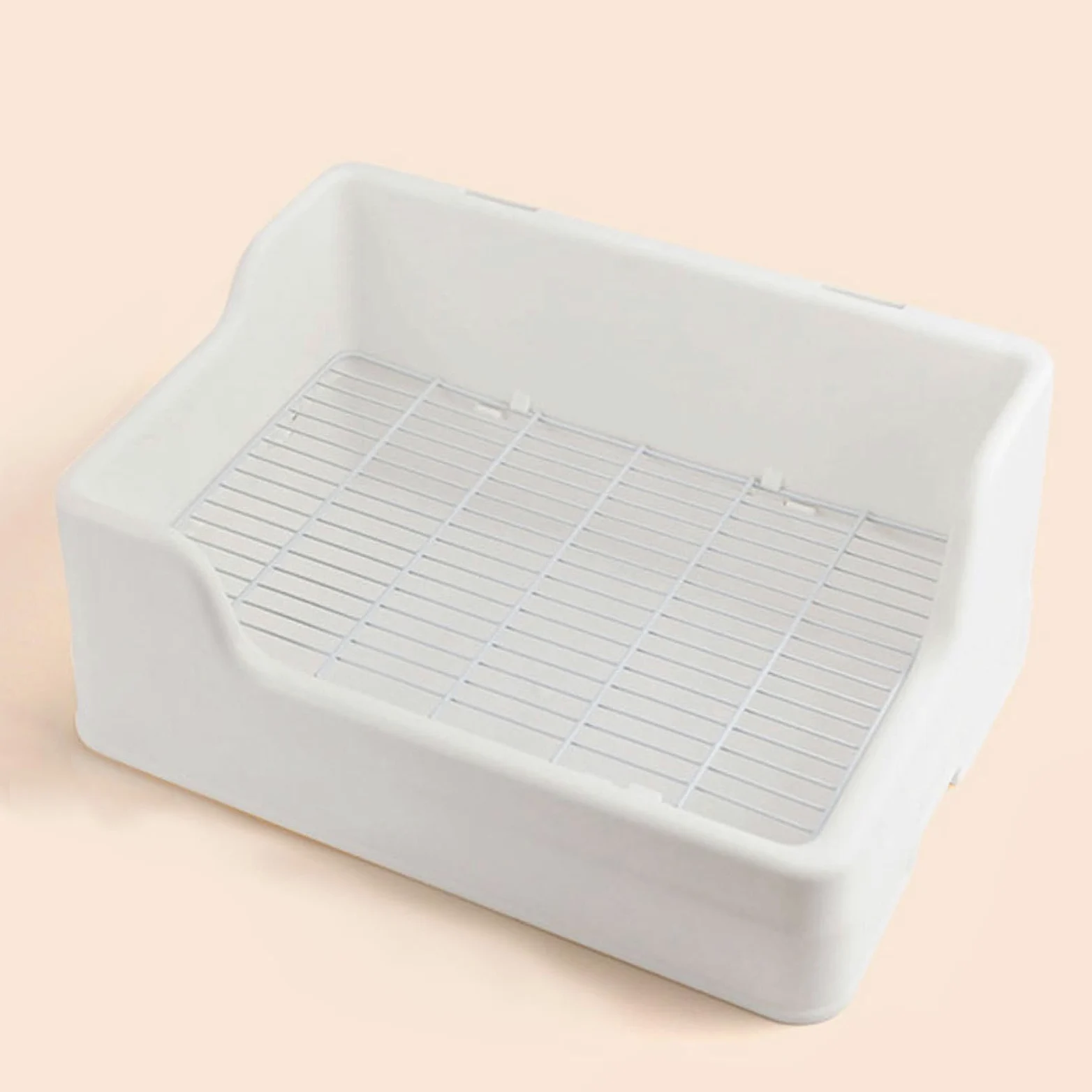 VILLCASE Lettiera per Coniglio Bianco Design Separato a Parti in Plastico Facile da Pulire Ingresso Basso per Animali Domestici Piccoli Come Criceti e Conigli