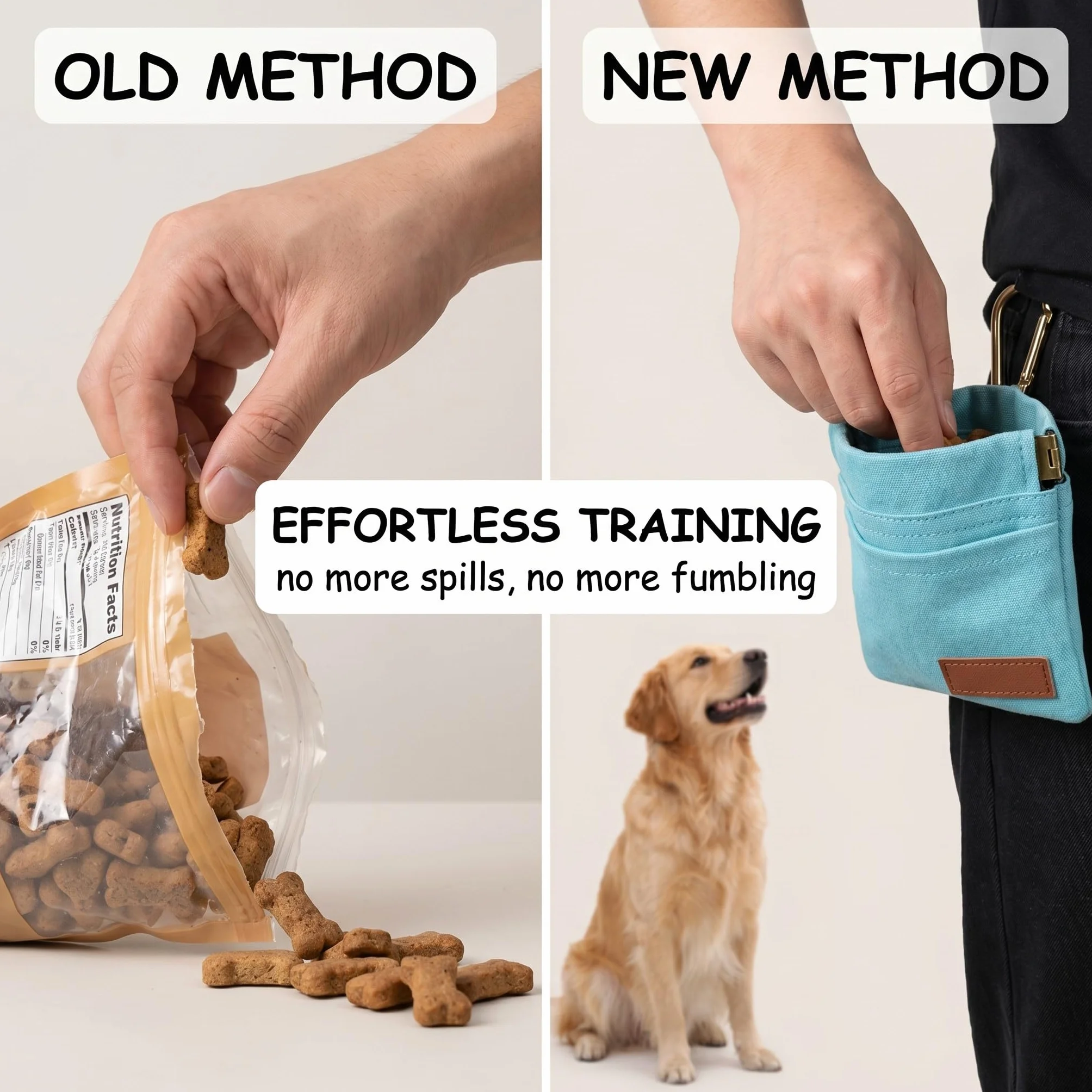 Porta Premietti per Cani,Mani Libere e Moschettone,Snack Porta Crocchette,Addestramento Cani Accessori,per Passeggiate,Agility e Sessioni di Allenamento