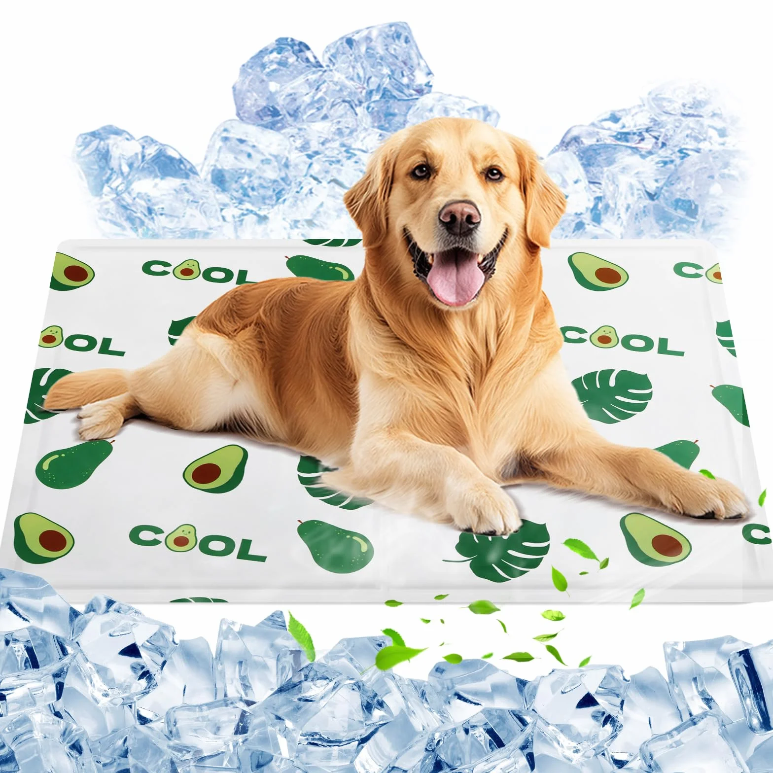 Ninonly Tappetino Rinfrescante per Cani Gatti 50X65 Tappetino Refrigerante per Animali Domestici Gel Non Tossico Impermeabile Antiscivolo Tappeto Refrigerante Cane per Cuccia Cani Gatti Avocado