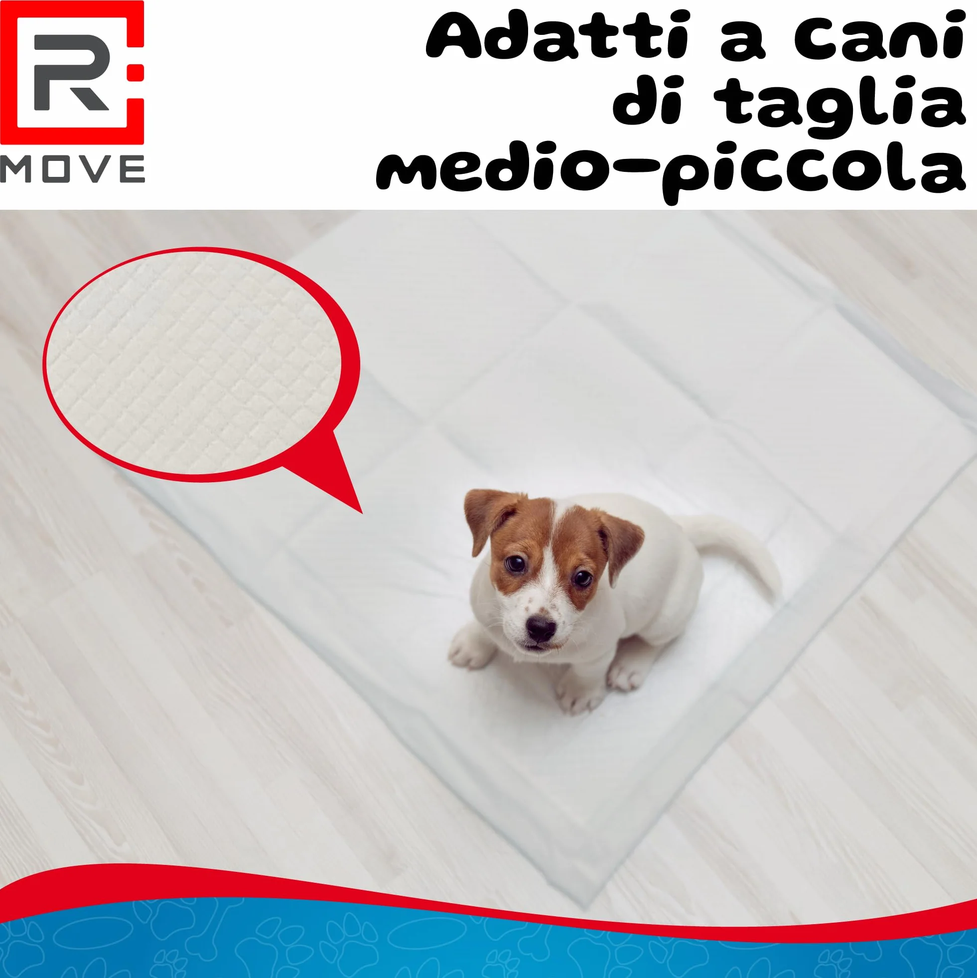 R MOVE 100 Traversine Cani 60x60 con Adesivi - Tappetini Igienici Assorbenti per Cani, Traverse Cane EXTRA Assorbenti