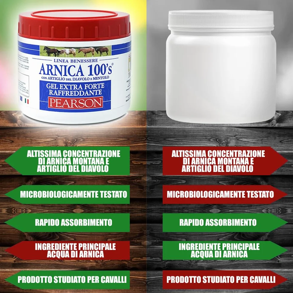 Arnica Gel Extraforte Raffreddante Pearson 500 ml per Cavalli con Artiglio del Diavolo e Mentolo