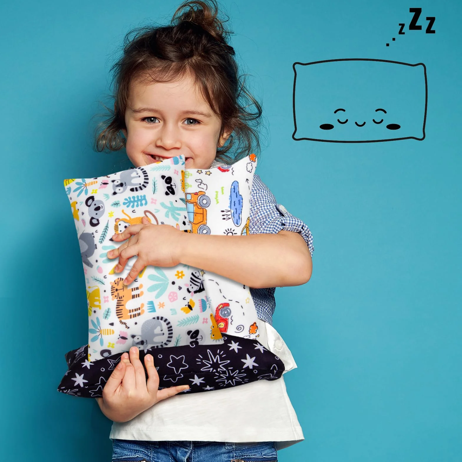 Winmany Piccolo Cuscino 27,9 x 17,8 cm Rimovibile Lavabile Stampato Mini Cuscino per Neonati, Bambini Piccoli, Animali Domestici, Viaggi, Supporto per Collo, Lombare e Ginocchia (28x18cm, Animali, 1)