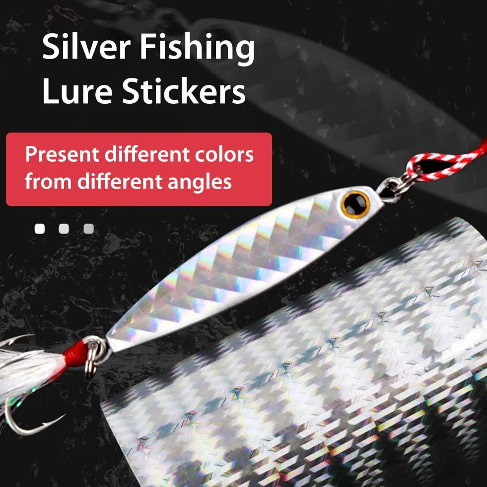 SUPERFINDINGS 18 szt. Olograficzne Nastro Adesivo Richiamo di Pesca Squame di Pesce Argento