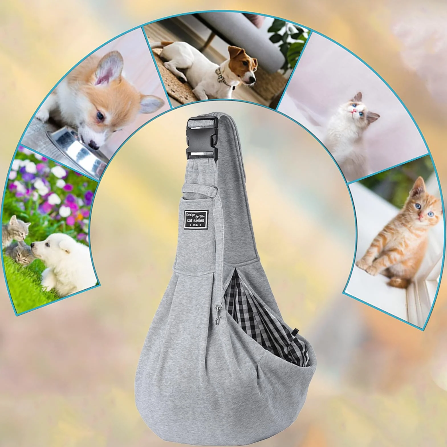 Borsa per cani fino a 10 kg trasporto portatile grigio