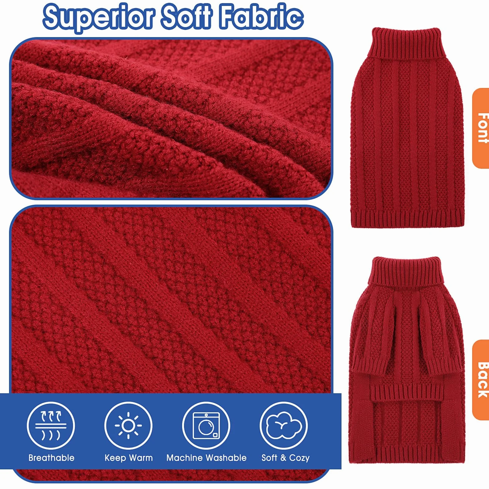 Queenmore Maglioncino Cane Taglia Piccola Collo Alto Vestito Cockapoo Rosso S