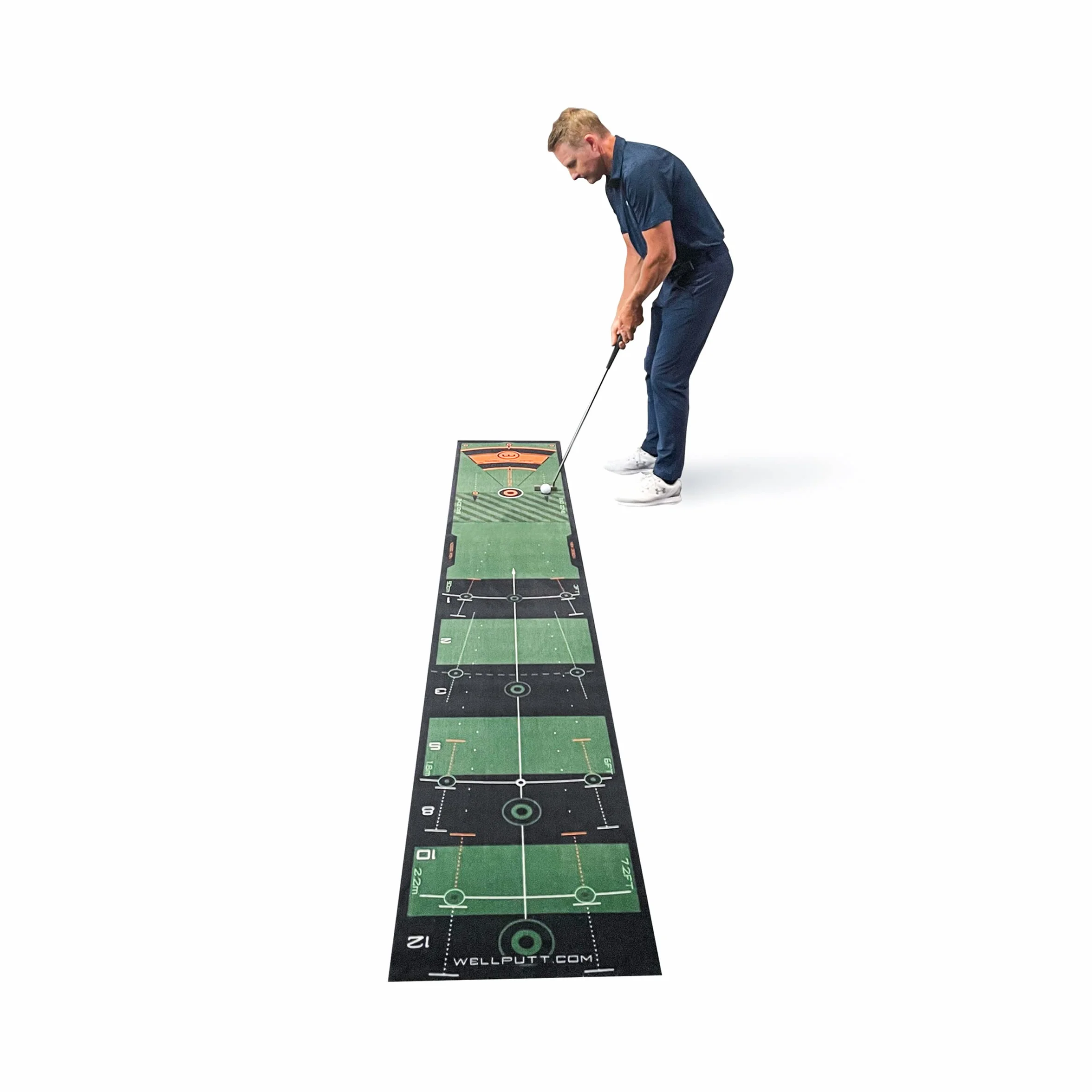 WELLPUTT - Tappetino da Putting Allenamento Golf - 3m Verde