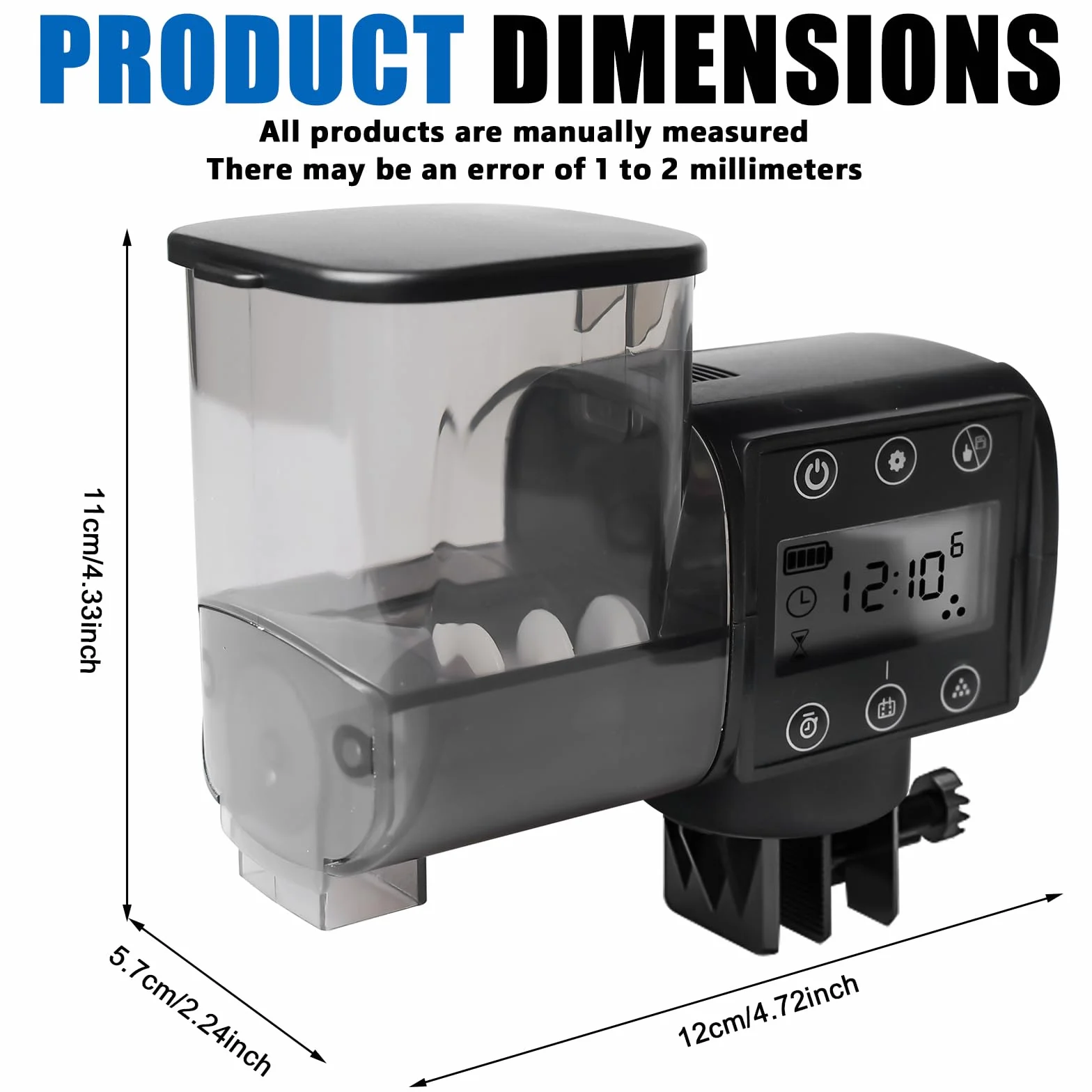 Alimentatore automatico per acquario, 250 ml, distributore automatico di alimenti per acquario, alimentazione a batteria, mangiatoia per pesce con cibo per pesci per vacanze
