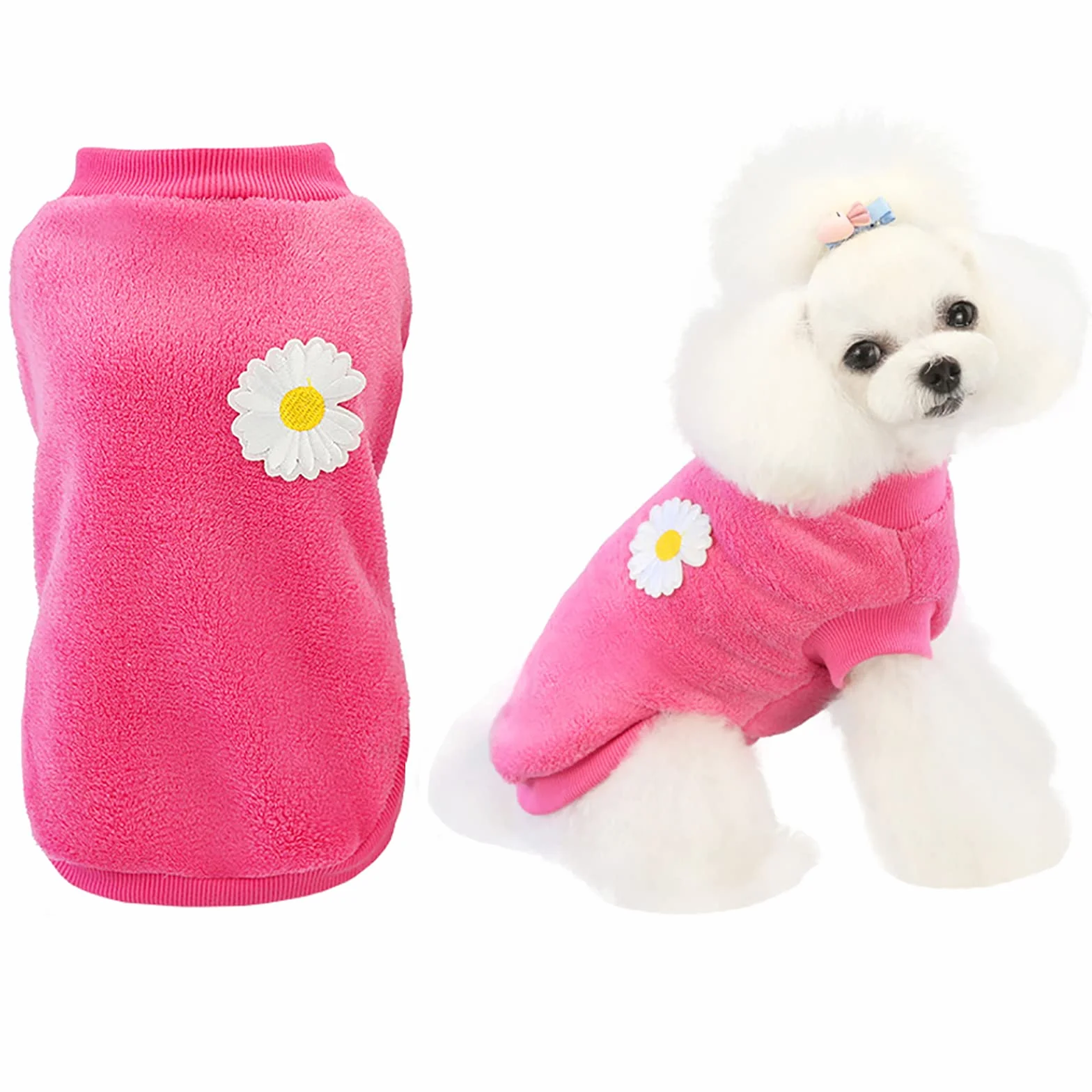 Cane Maglione Cane Vestiti in Pile Cane Maglione di Lana Inverno Caldo Sudore Camicia Fiore Pigiama Maglione in Pile per Piccolo Cane Gatto