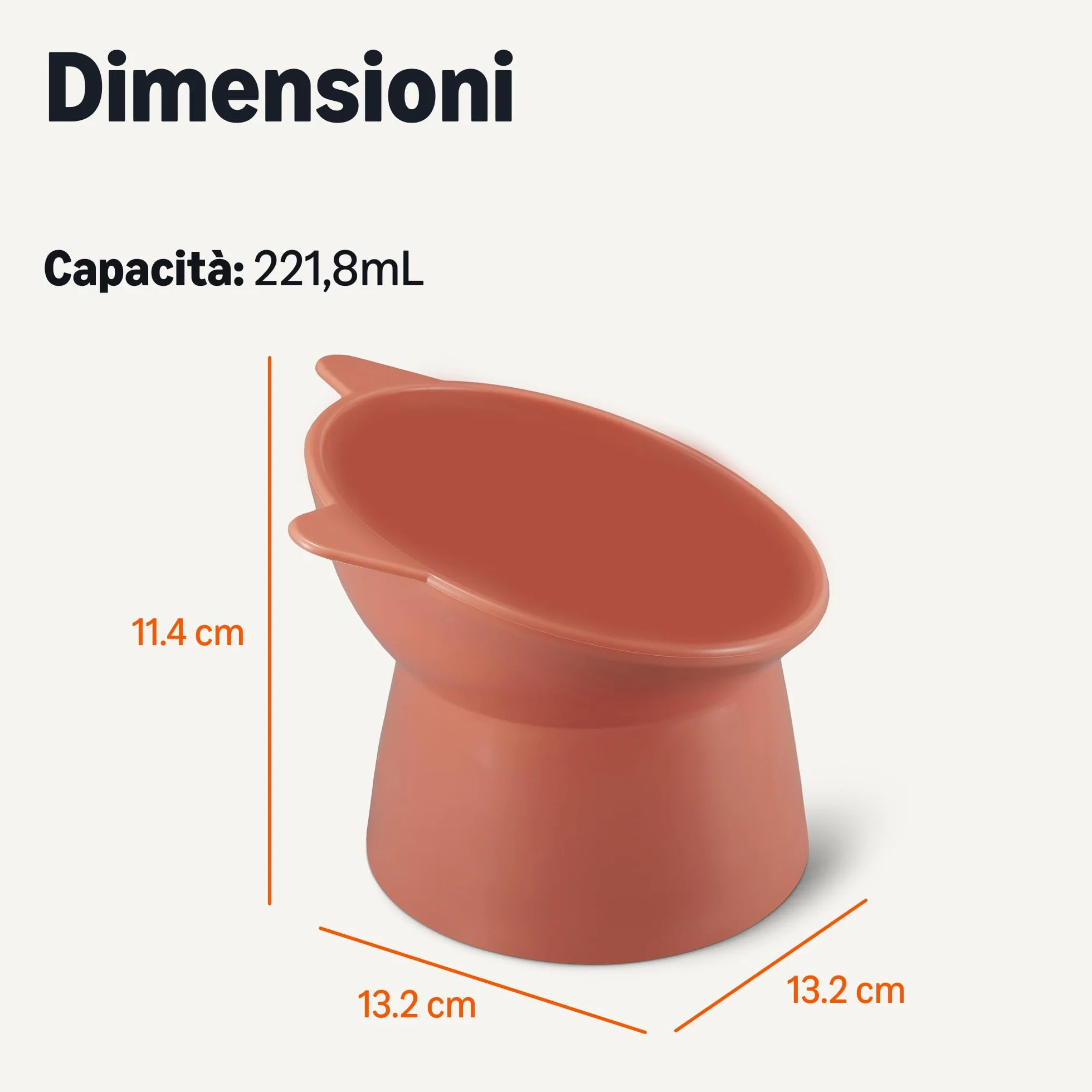 Amazon Basics, Ciotole Rialzate per Gatti, a Forma di Orecchio di Gatto, Confezione da 2, 13,2 × 13,2 × 11,4 cm, Arancione e Blu