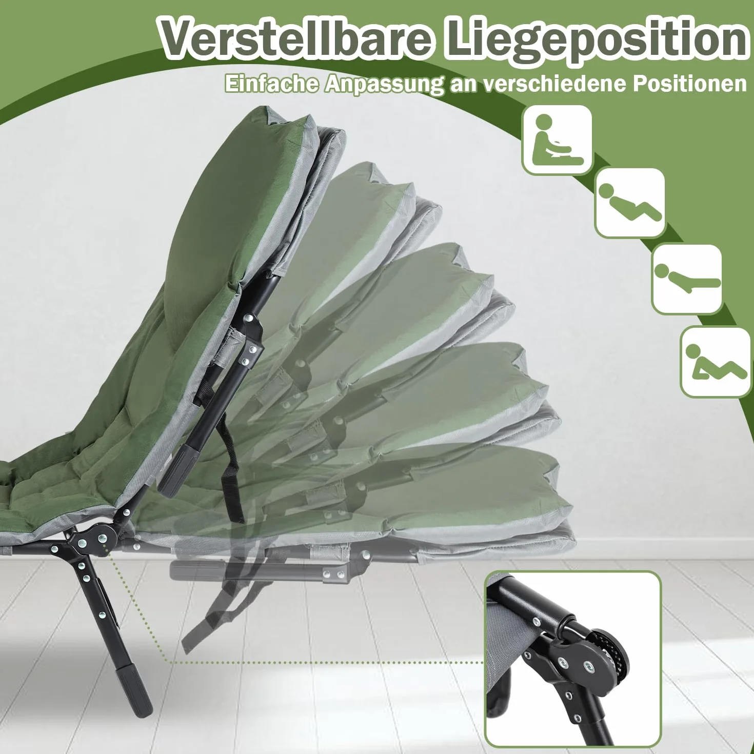 Lettino da pesca alla carpa fino a 160 kg, pieghevole, con borsa per il trasporto, 195 x 65 x 32 cm, letto da campeggio imbottito, per campeggio, pesca, spiagge, giardini, verde