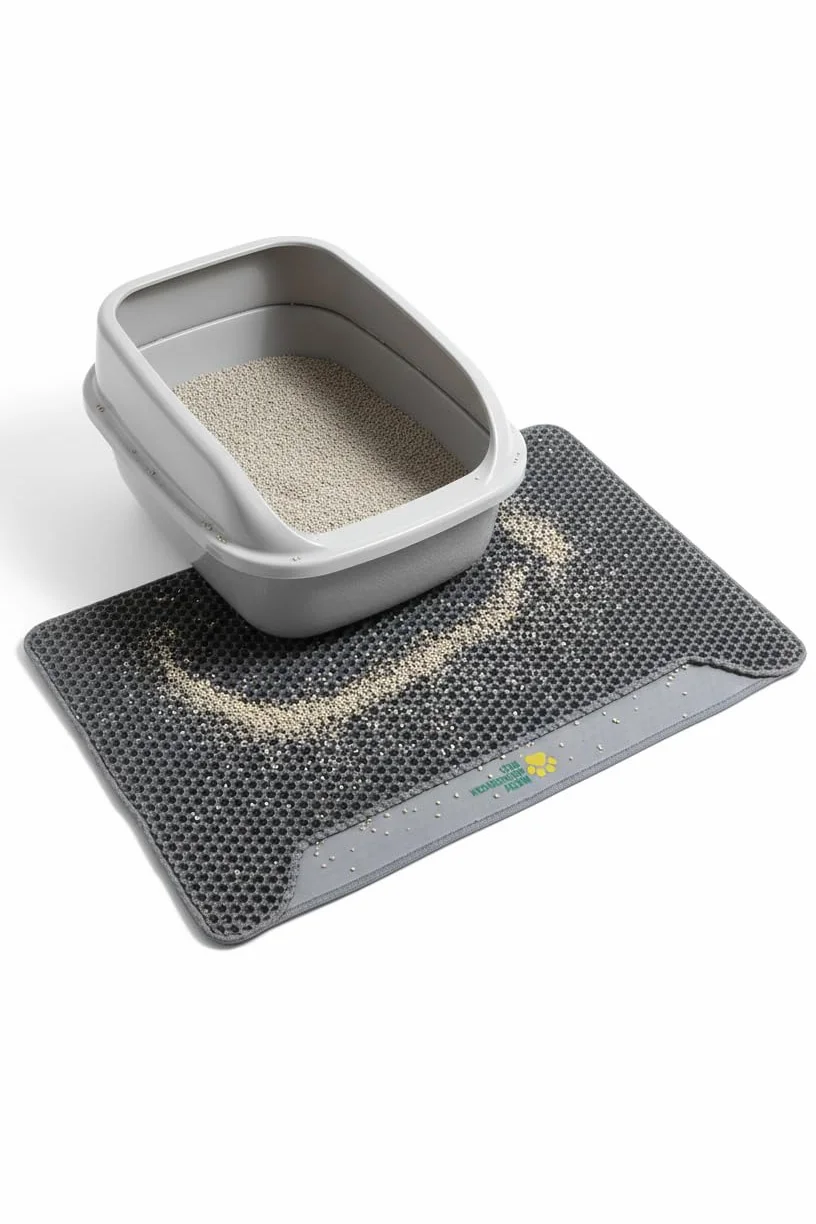 Tappetino Lettiera Gatto 75x55 cm XL | Tappeto per Lettiera Doppio Strato a Nido d'Ape | Tappetino Gatto Sabbia Impermeabile in Gomma EVA | Anti-Tracciamento, grigio