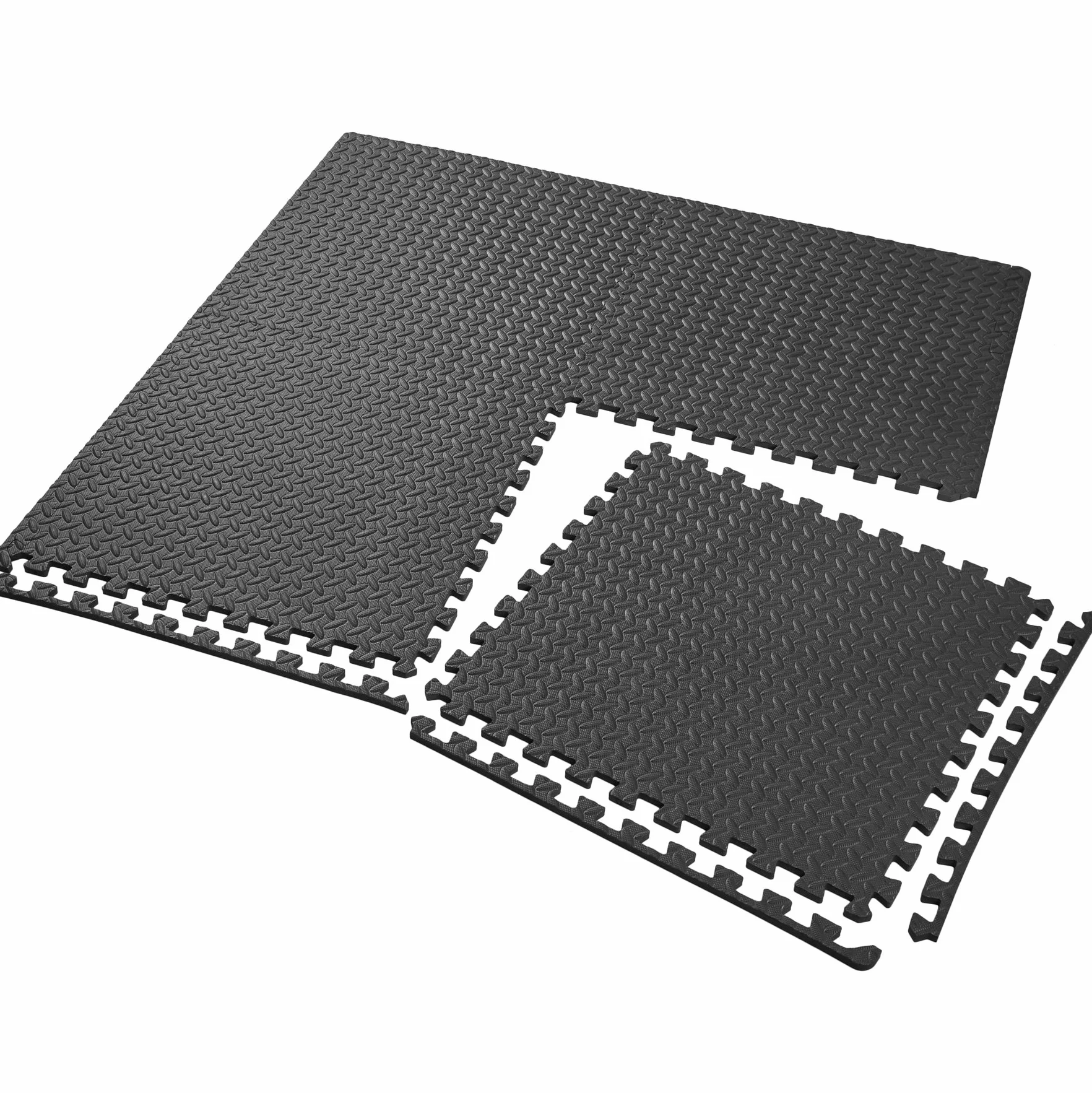 tectake® Set di tappetino palestra di protezione, 61x61 cm cad, tappetino yoga e pilates, EVA espansa, tappeto palestra impermeabili, termoisolanti, insonorizzanti, attrezzi palestra casa - Nero