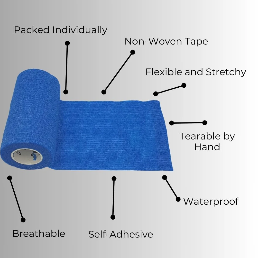 BENDAGGIO COESIVO - VERDE garza elastica, 6 rotoli x 7.5 cm x 4.5 m autoadesiva flessibile bende, qualità professionale, primo soccorso - Wrap Cohesive Bandage - Confezione da 6