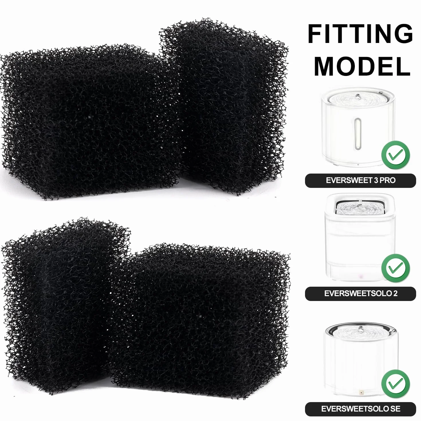 20 Pezzi Filtri di Ricambio per Fontanelle per Animali Domestici, Filtro Acqua per Gatti Filtri in Schiuma Sostituiti per PETKIT Eversweet 3 Pro/PETKIT Eversweet Solo 2/PETKIT EversweetSolo SE
