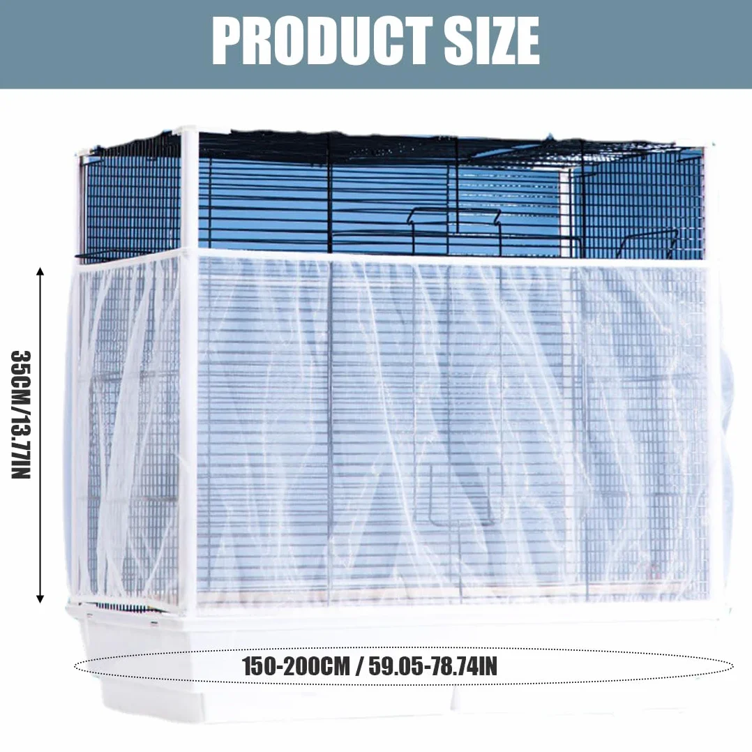 Gabbia per uccelli universale extra large da 1 pezzo, copertura in rete, rete di ventilazione morbida, adatta per pappagalli Ara Circonferenza regolabile 150-200 cm