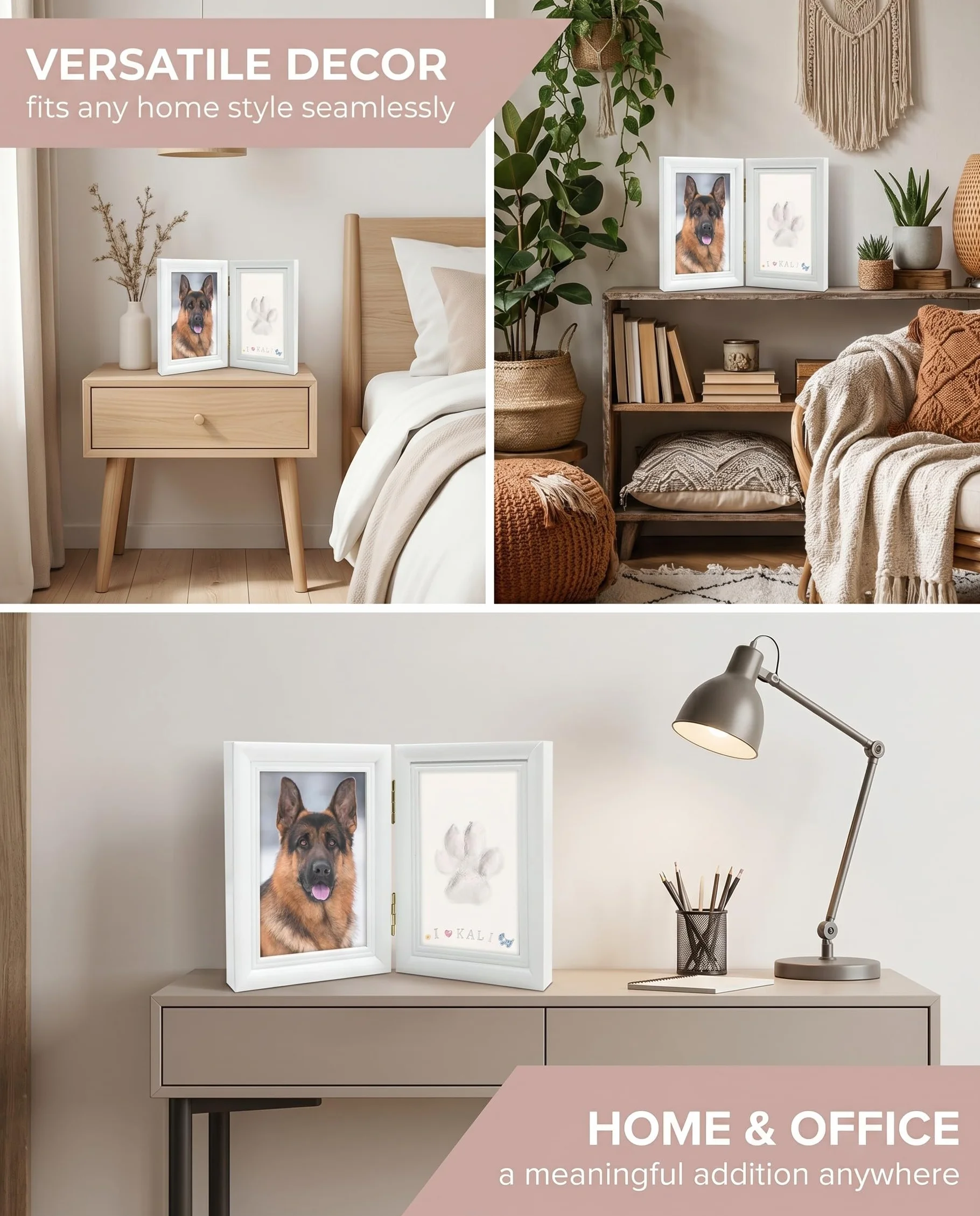 Impronta Zampa e Calco 3D per Cani Gatti, Kit Fai da Te con Cornice Foto, Regalo Commemorativo