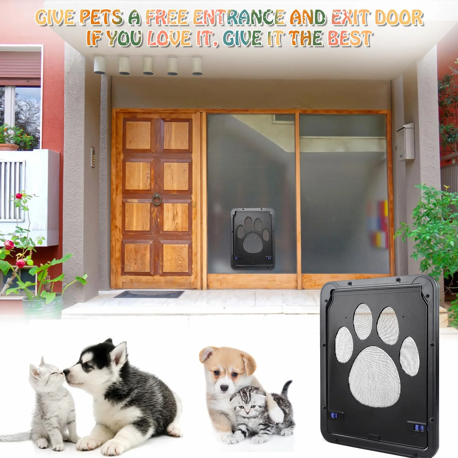 Gattaiola Porta per Gatti 24 x 29 cm Sportello Basculante per Gatto Piccolo Cane