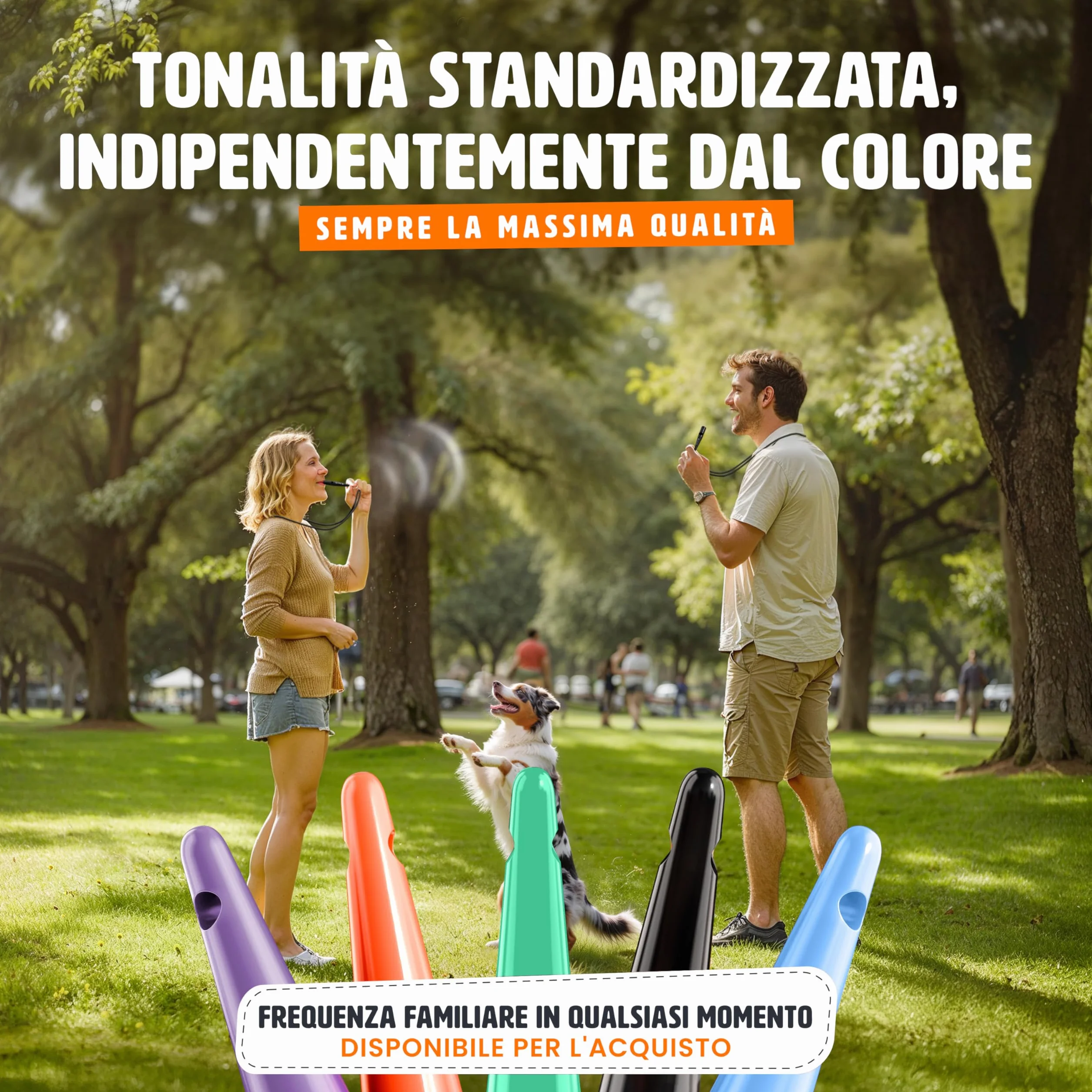 ENERO® Fischietto per cani con pratica fascetta - cani accessori - con frequenza standardizzata - Ideale per l'addestramento dei cani - udibile e di ampia portata - fischio per cani nero