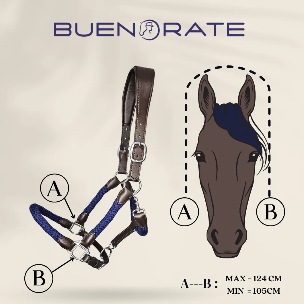 capezza cavallo con lunghina cavallo abbinato - cavezza per cavallo premium - in cuoio e cotone - sovracapo anatomico - taglia full
