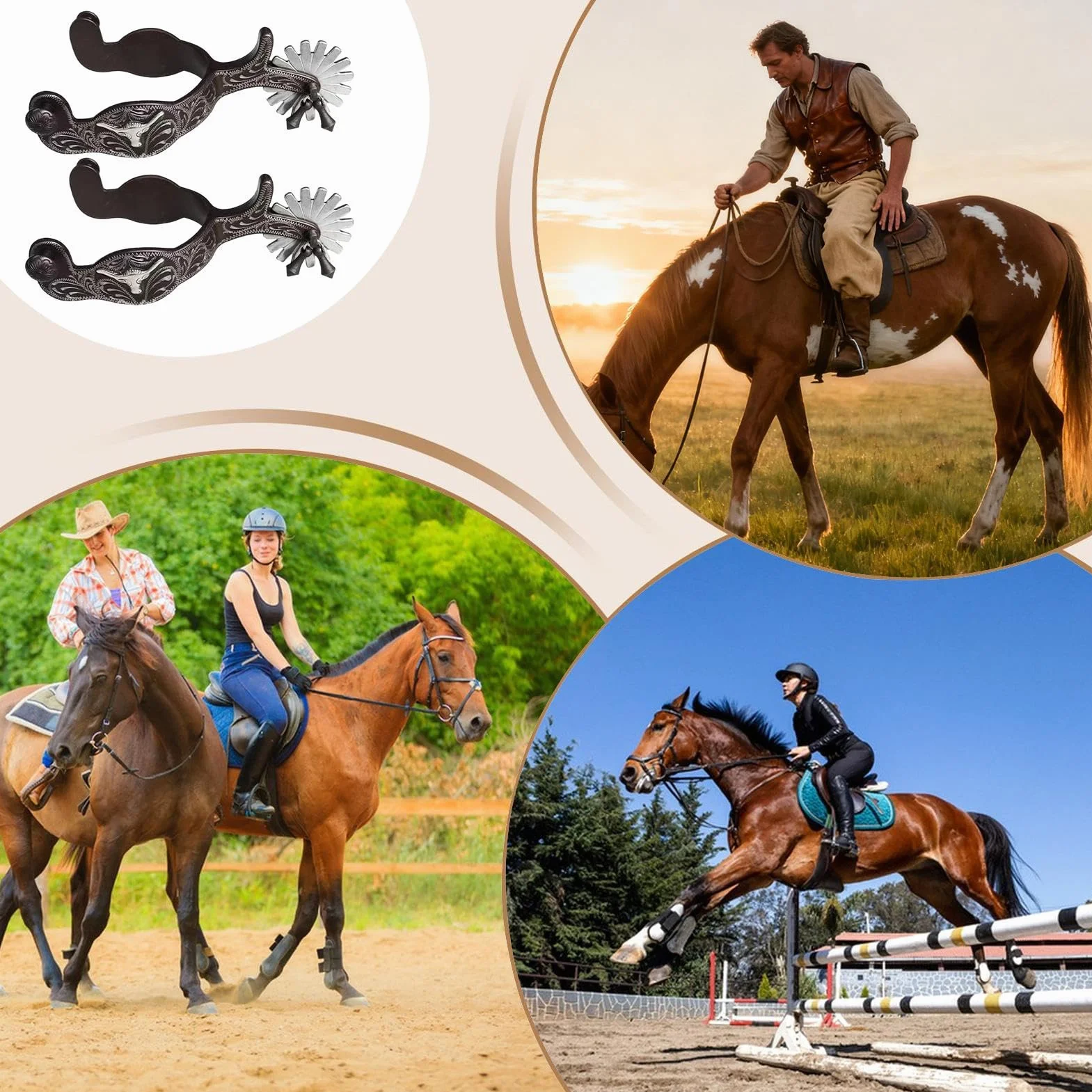 per stivali da cowboy - equestri in metallo, western classici per stivali | Speron robusti per equitazione, cavalieri, lavoro nel ranch, allenamento equestre, competizioni a