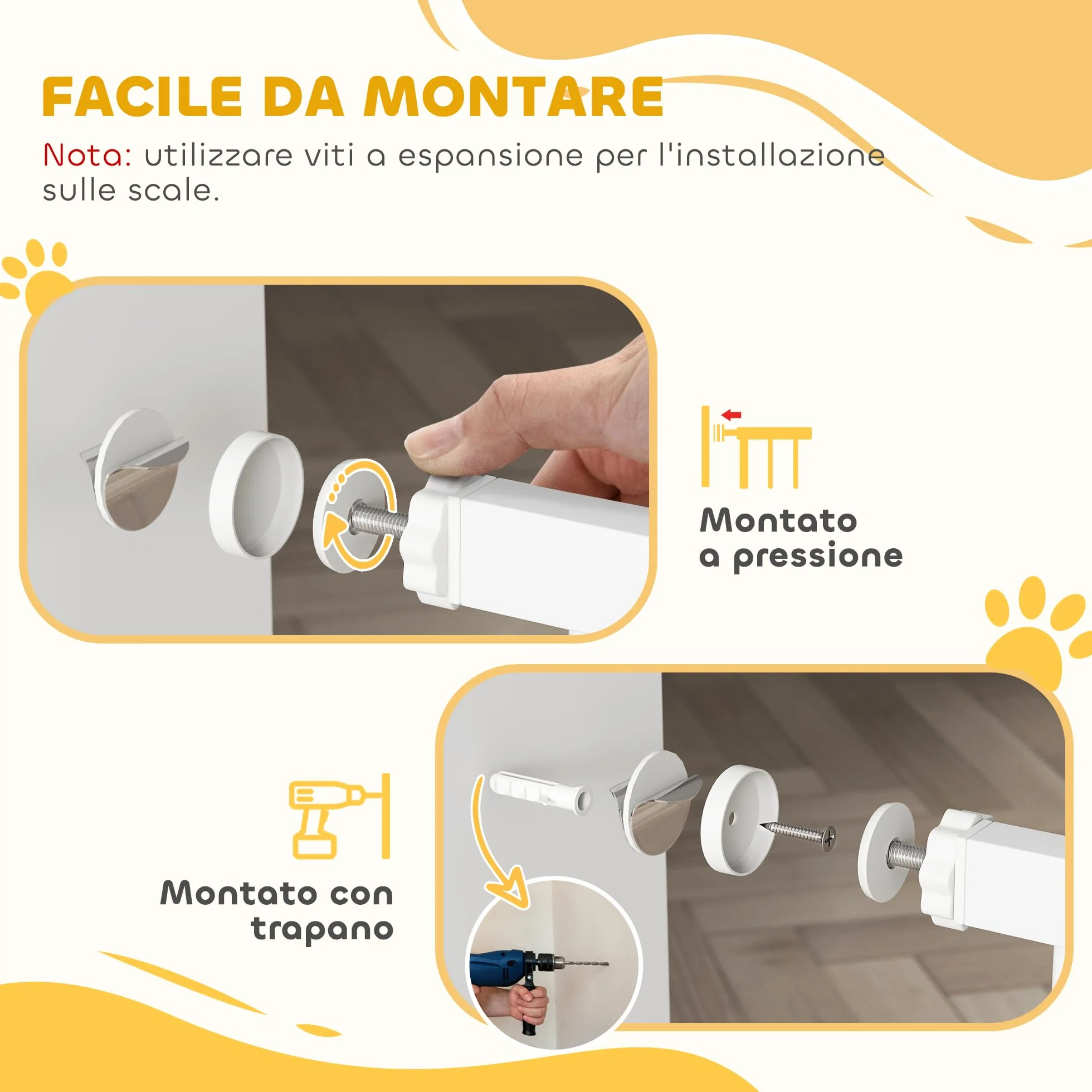 PawHut Cancellino per Cani Estensibile 76-107 cm Metallo Plastica Bianco
