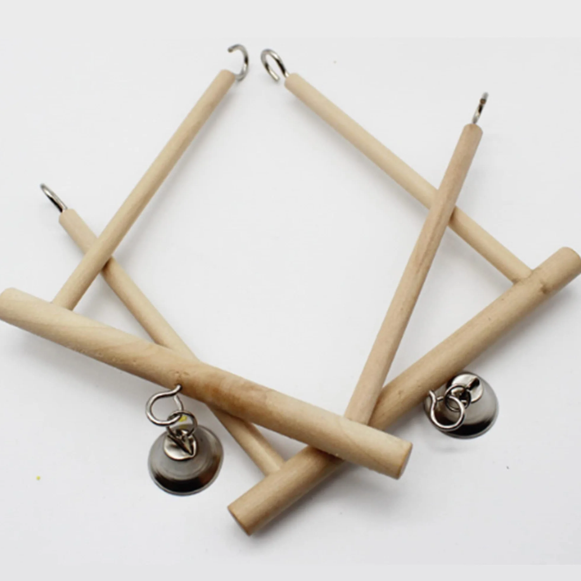 Giocattoli Per Uccelli Altalene In Legno Massello Naturale Con Campana Per Gabbie Accessori